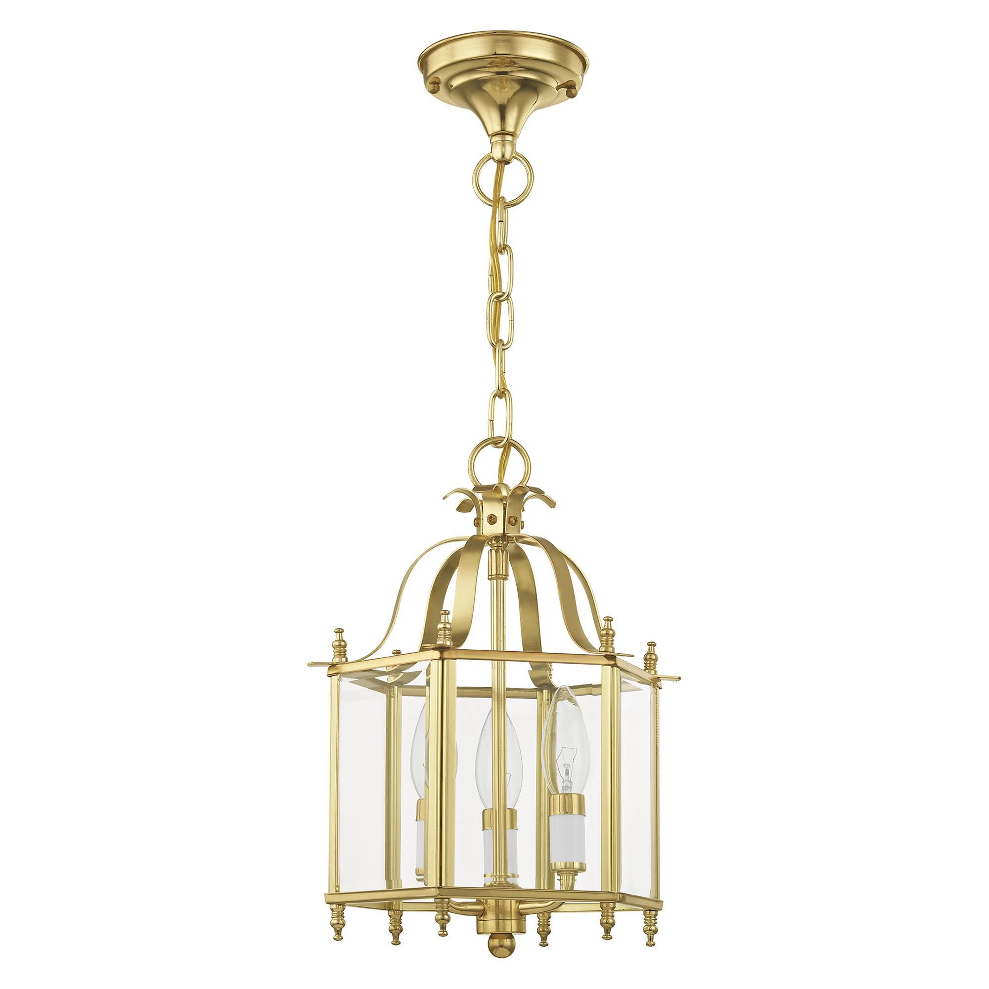 Shown in Polished Brass finish and Clear Beveled glass