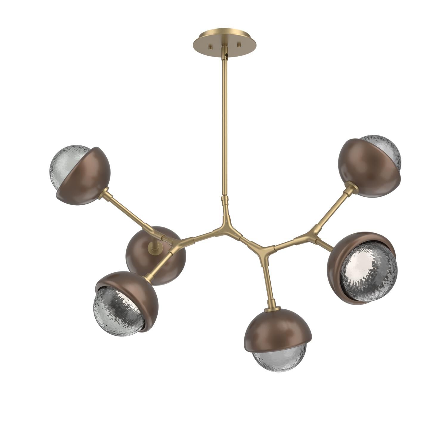 Shown in Gilded Brass finish and Smoke glass and Burnished Bronze accent