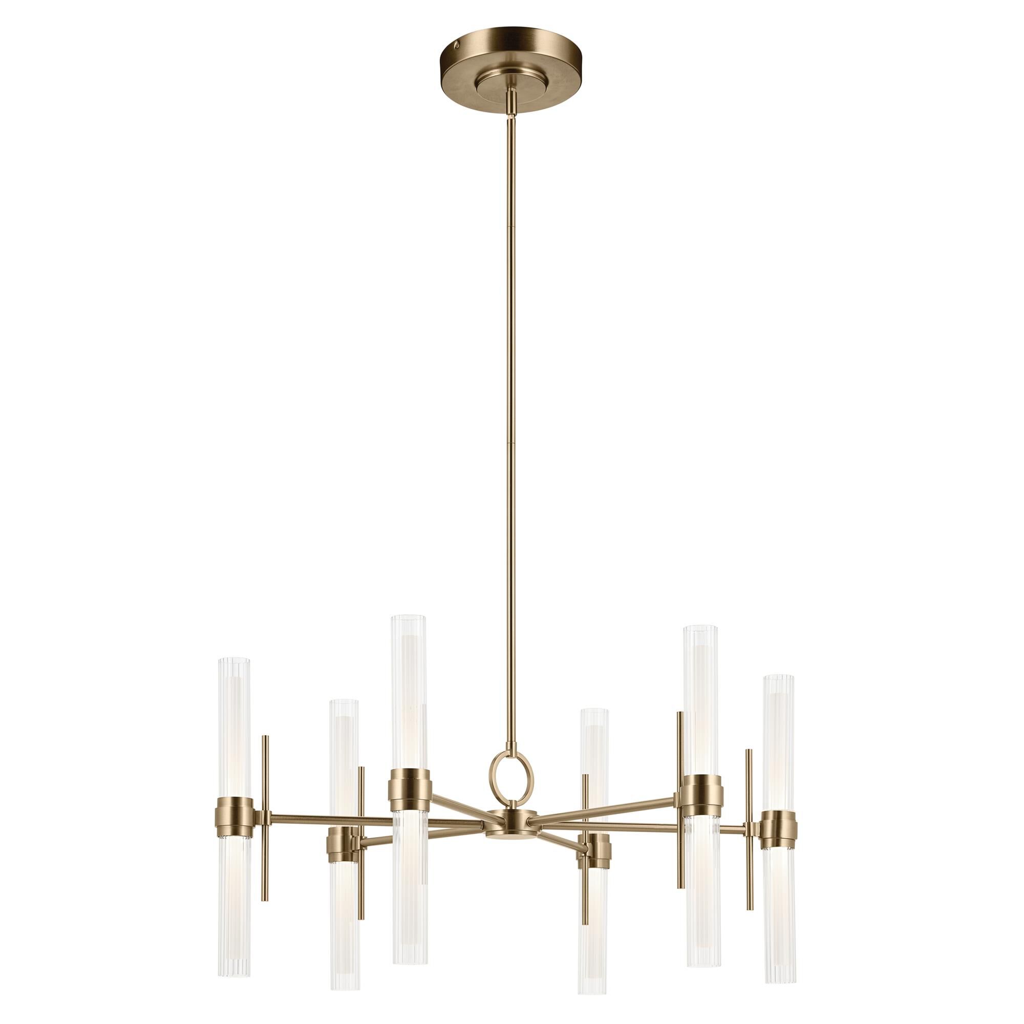 Shown in Champagne Bronze finish and Clear Fluted glass