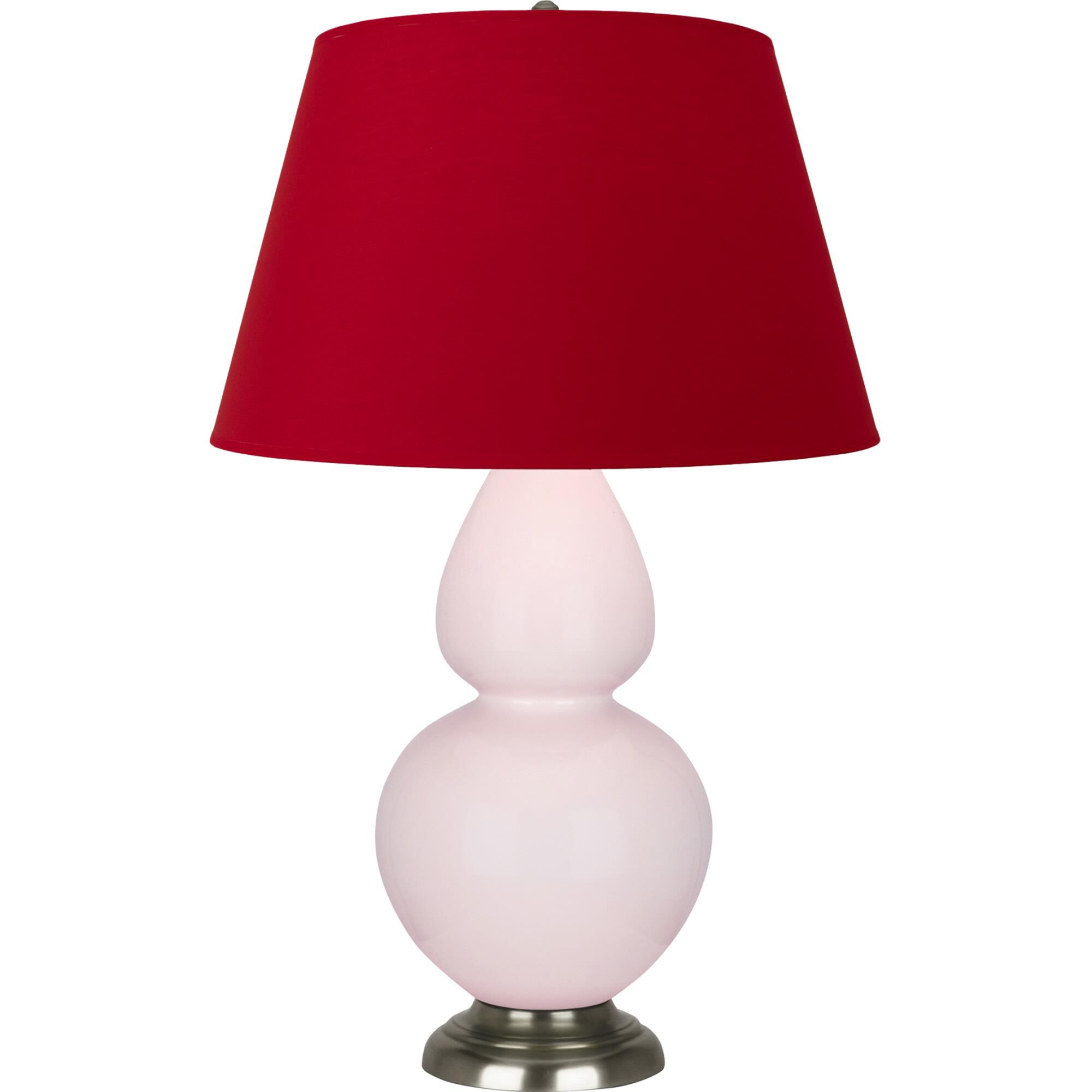 Shown in Rose Water Glazed finish and Rose Red with Ink Black Lining shade and Antique Silver accent