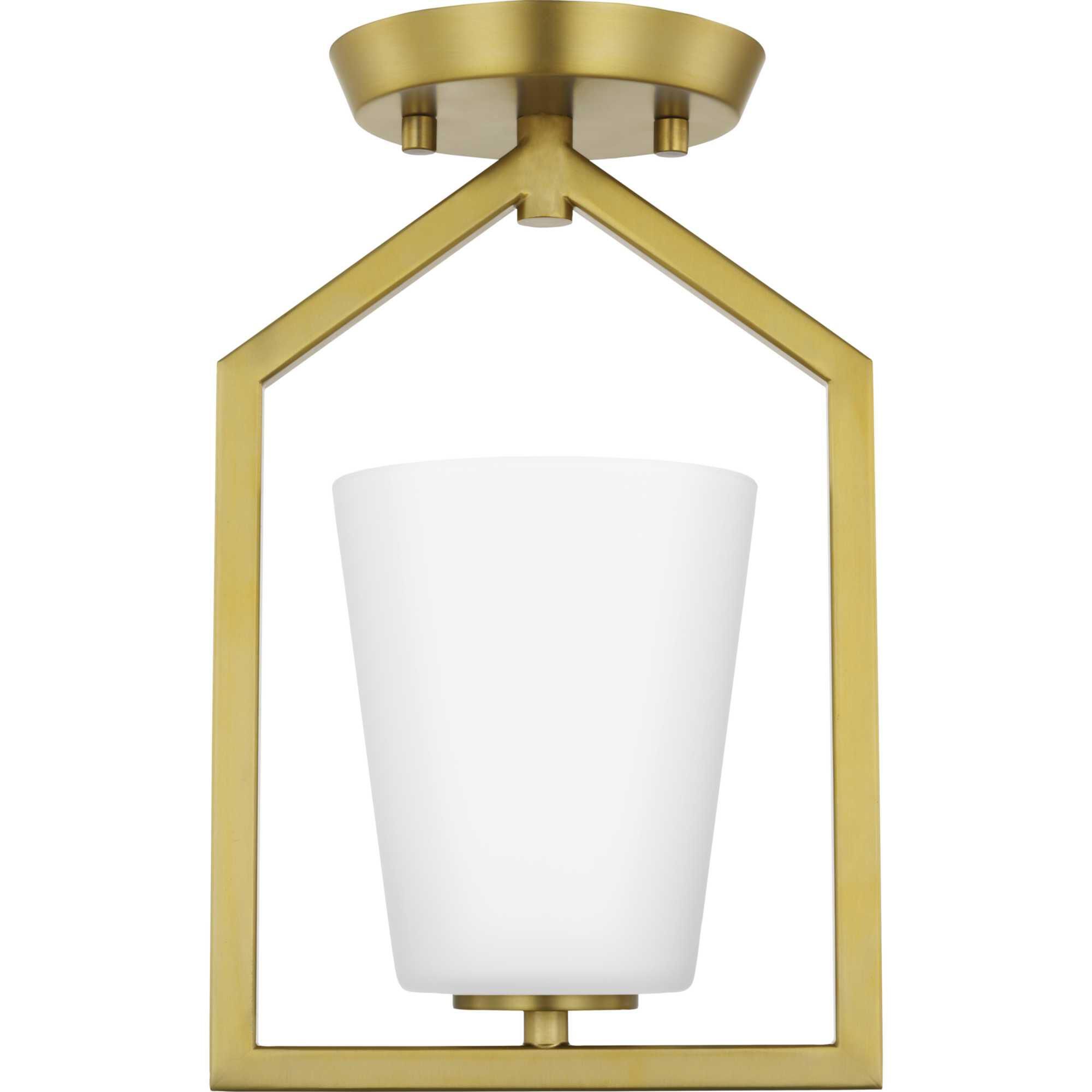 Shown in Brushed Gold finish and Etched White glass