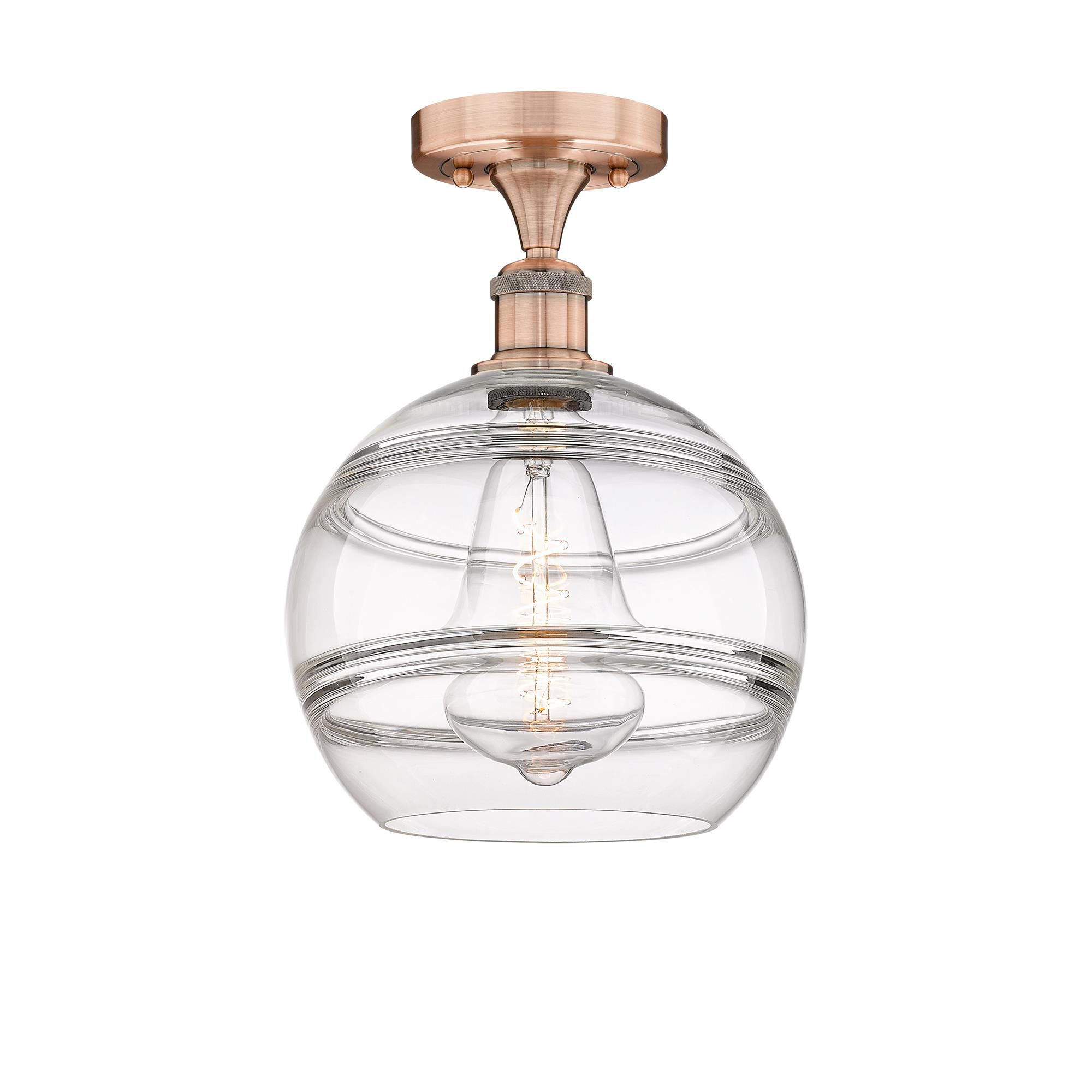 Shown in Antique Copper finish and Clear glass