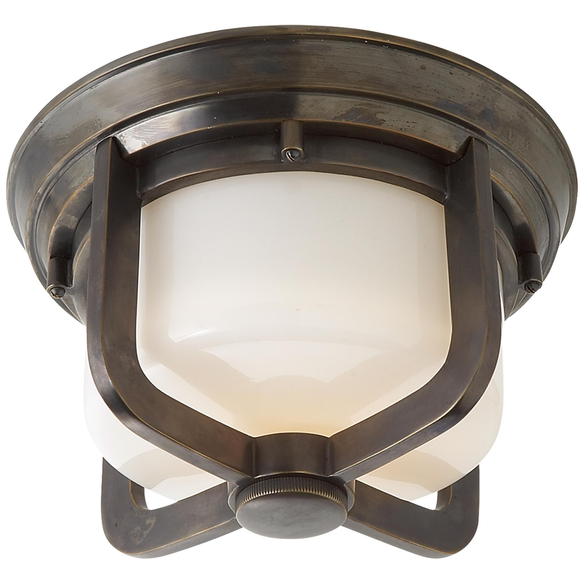 Shown in Bronze finish and White glass