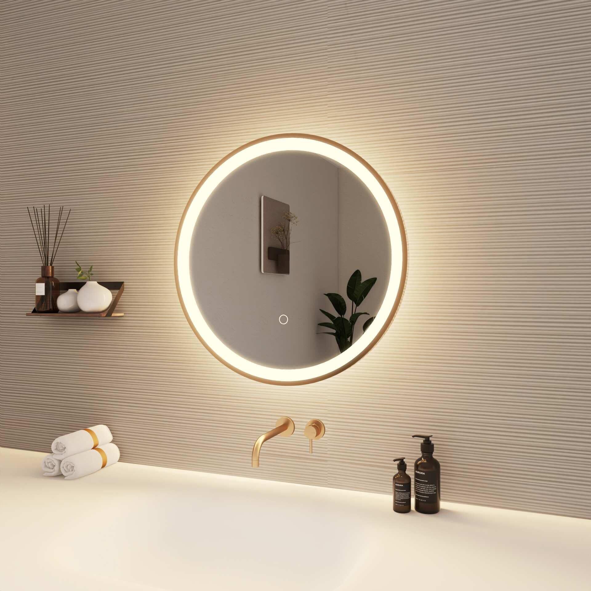 Harmoni 21 Inch Round LED Lighted Mirror by Elegant Decor
