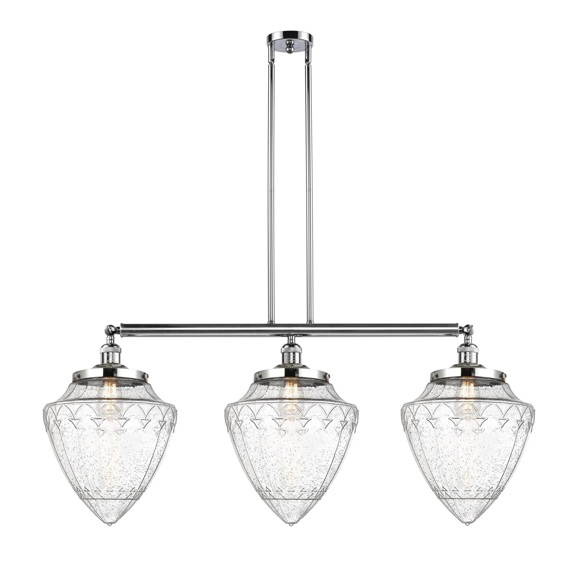 Shown in Polished Chrome finish and Seedy glass