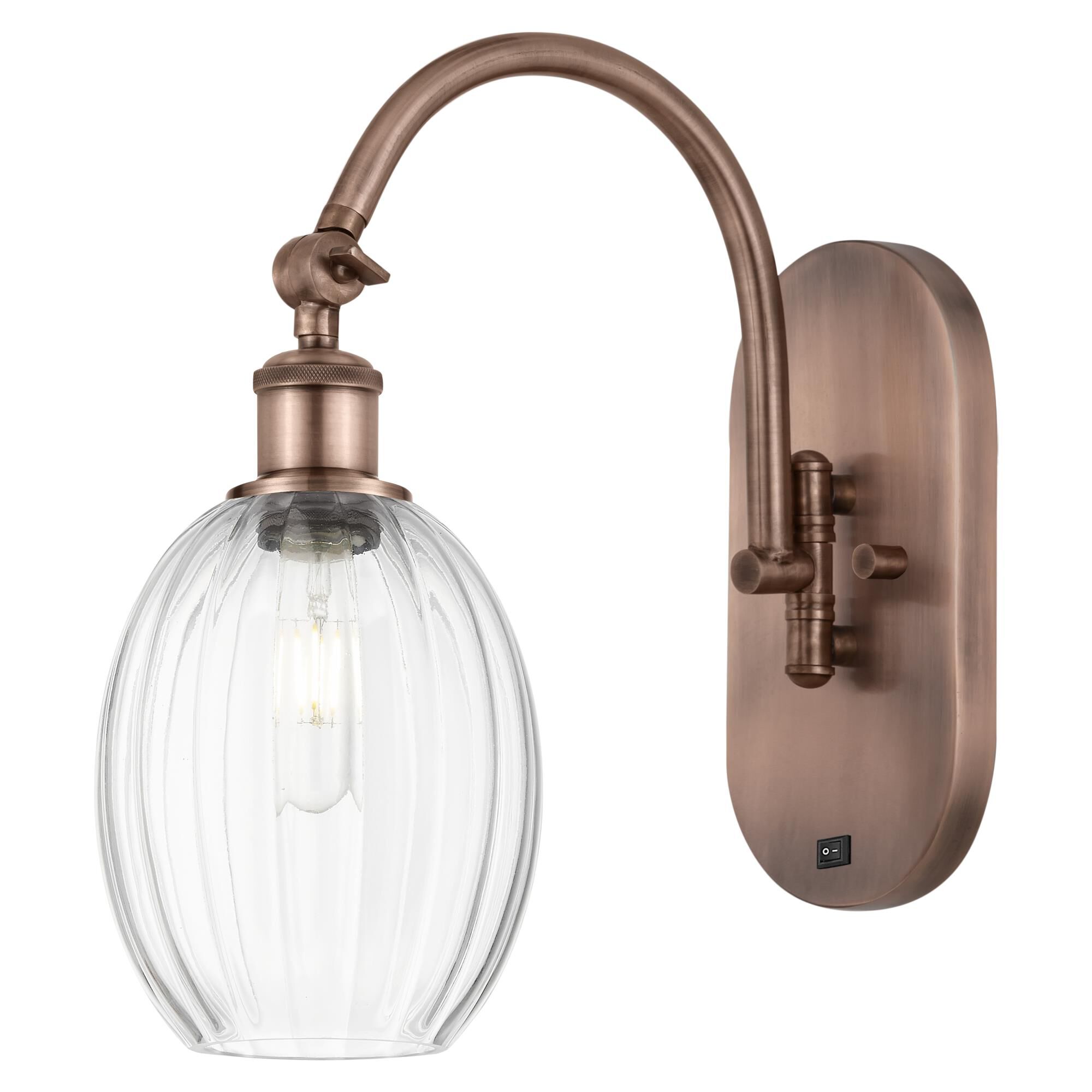 Shown in Antique Copper finish and Clear glass