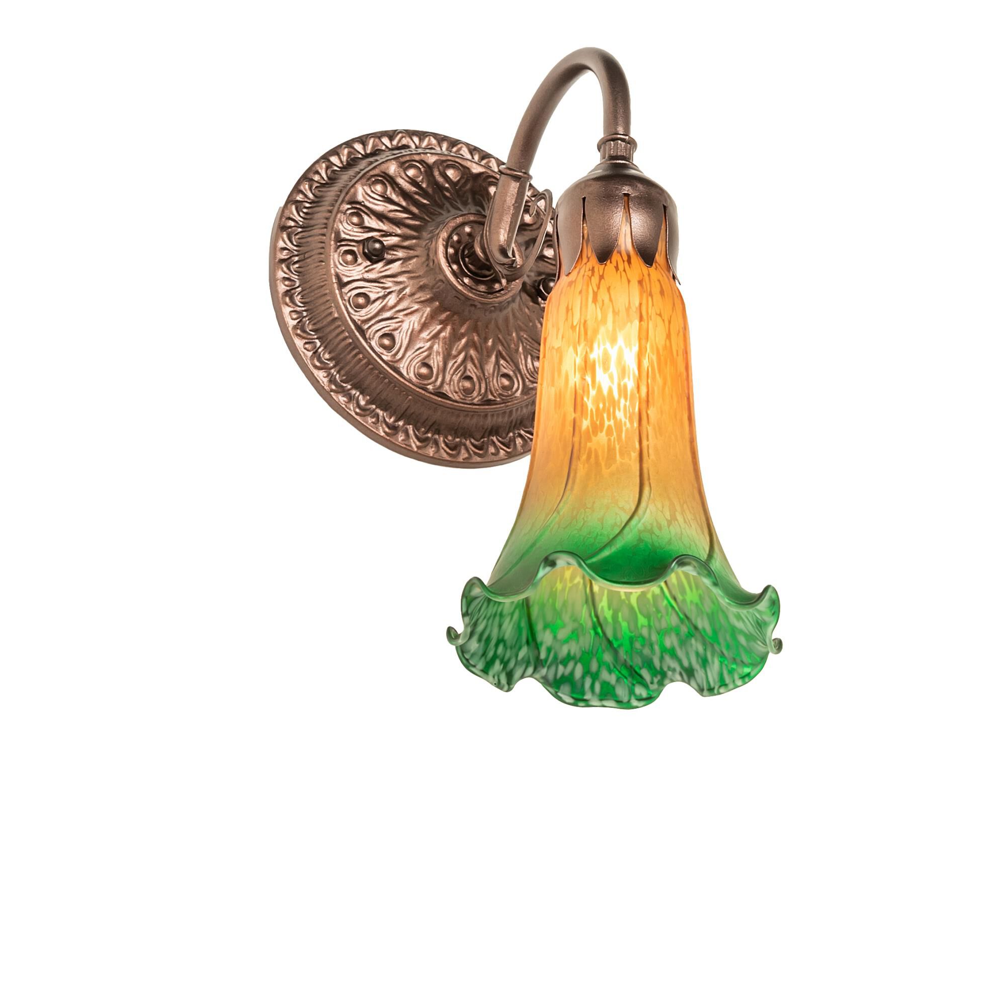 Meyda Lighting Amber and Green Pond Lily 10 Inch Wall Sconce