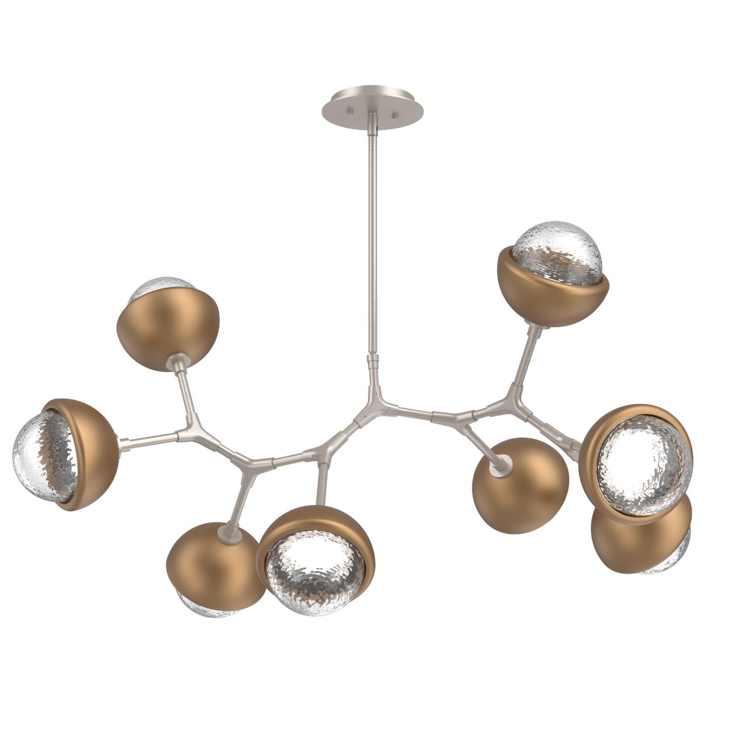 Shown in Beige Silver finish and Clear glass and Novel Brass accent