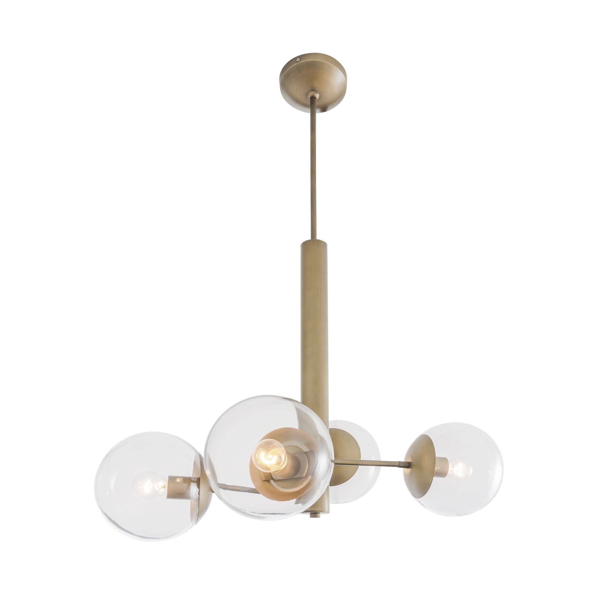 Shown in Antique Brass finish and Clear glass