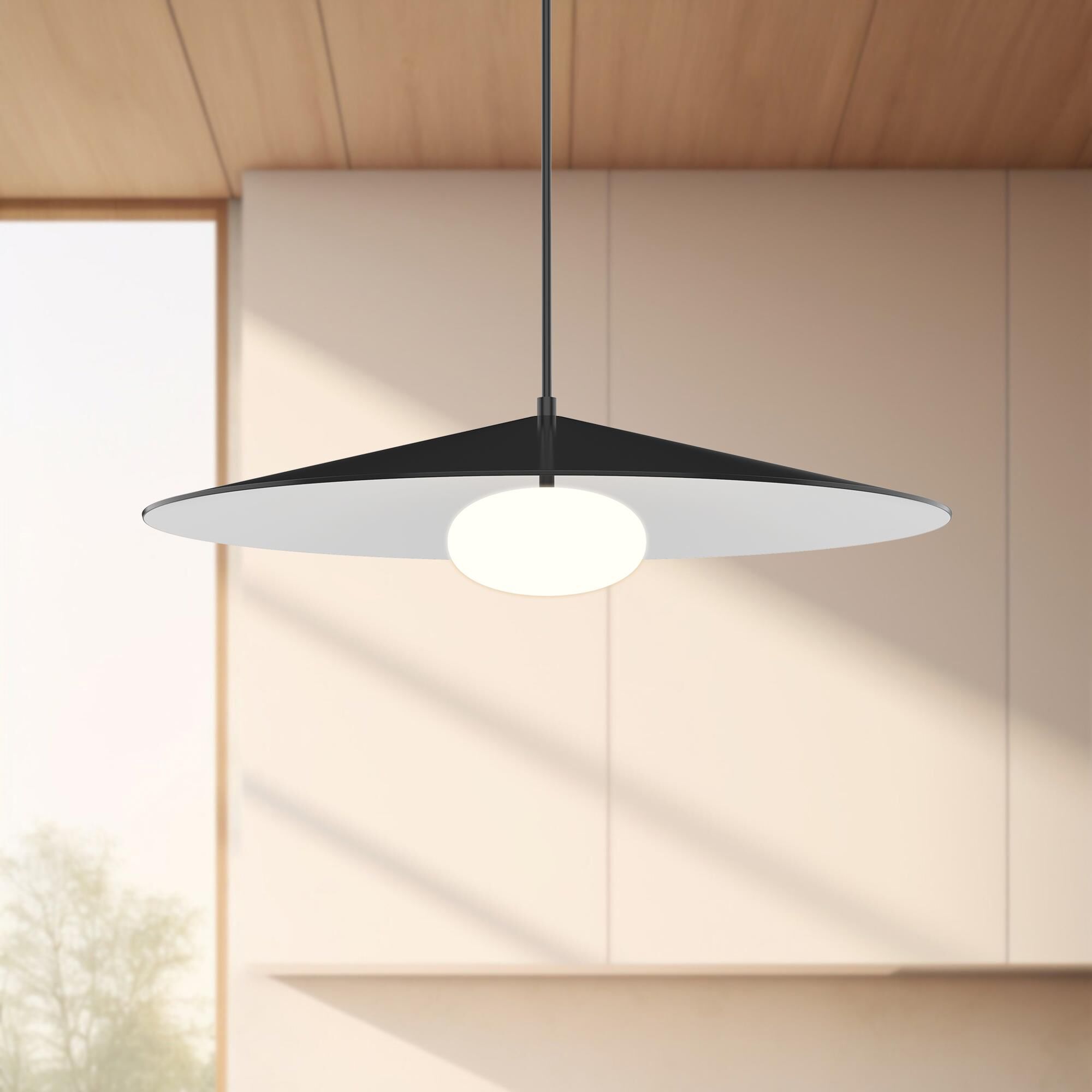 Shown in Black/White finish and Opal glass and Metal shade