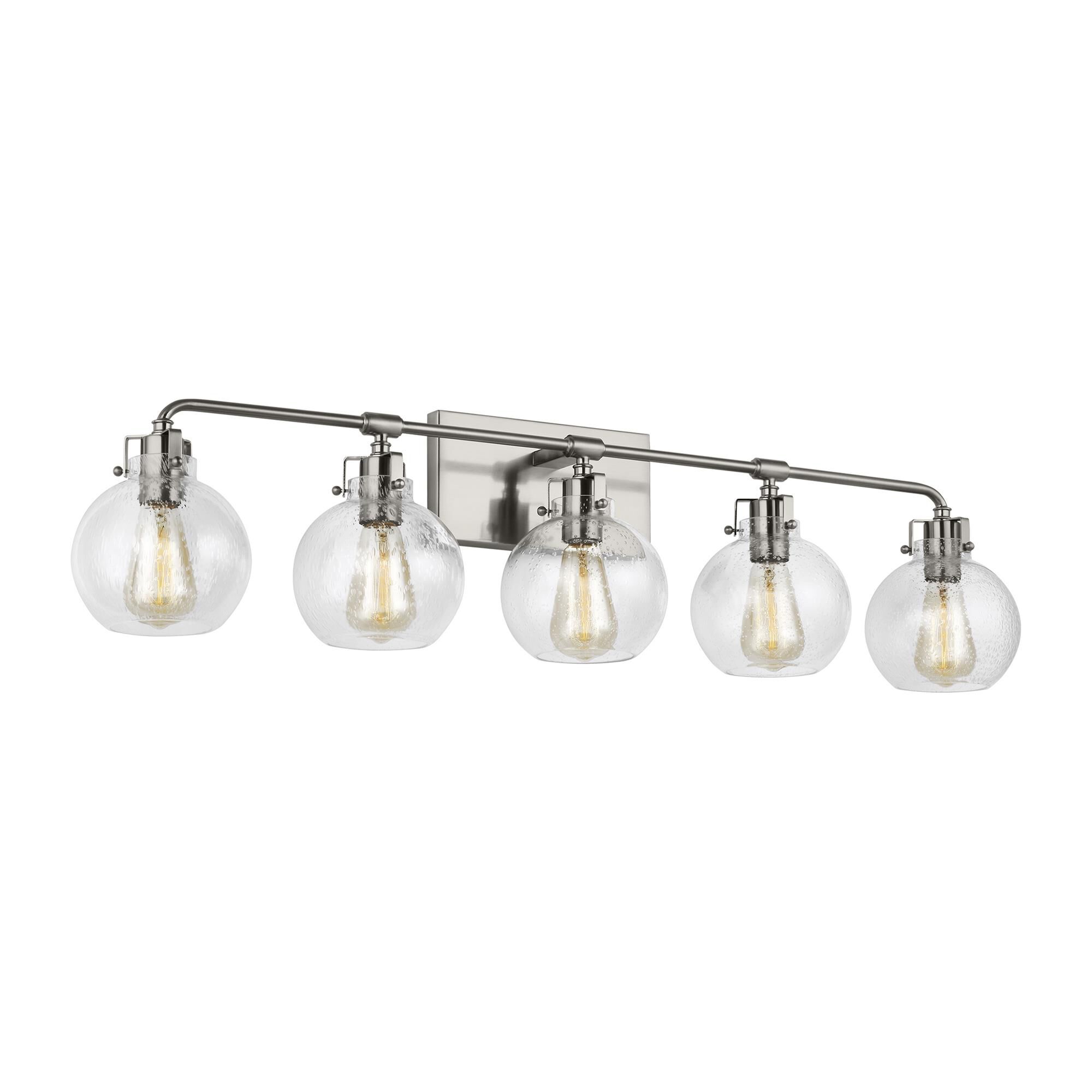 Shown in Satin Nickel finish and Clear Seeded glass