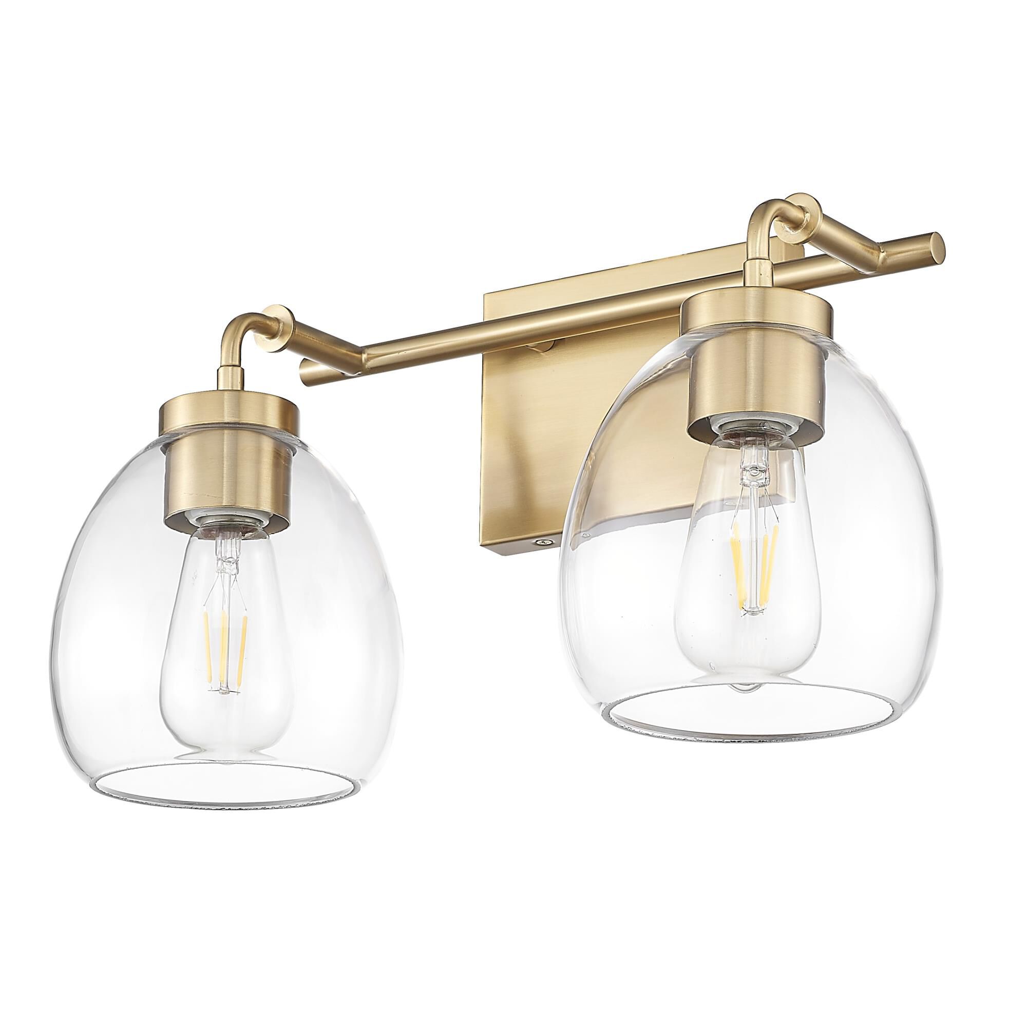 Shown in Brass finish and Clear Glass Globes shade