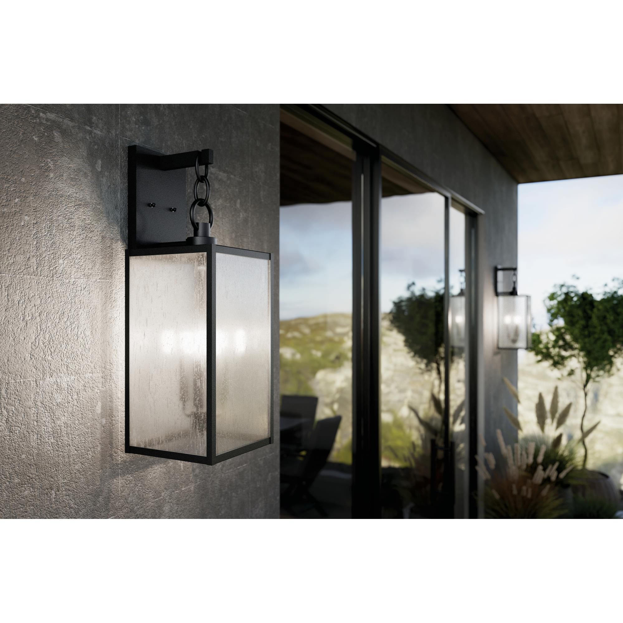 Shown in Black finish and Clear Seeded glass