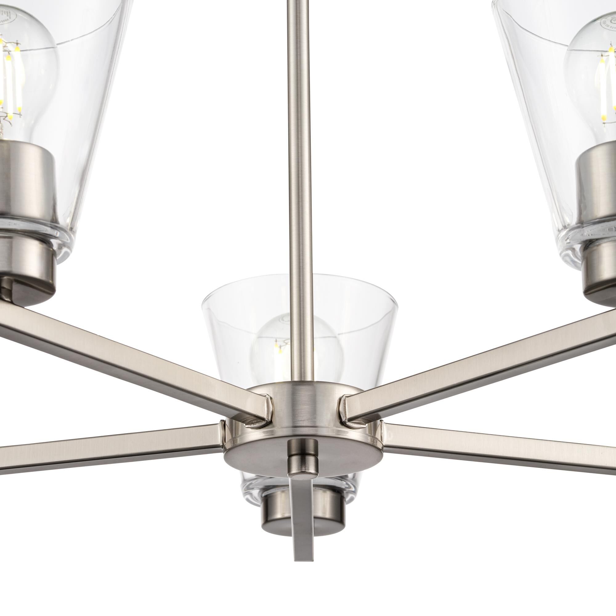 Shown in Brushed Nickel finish and Clear glass