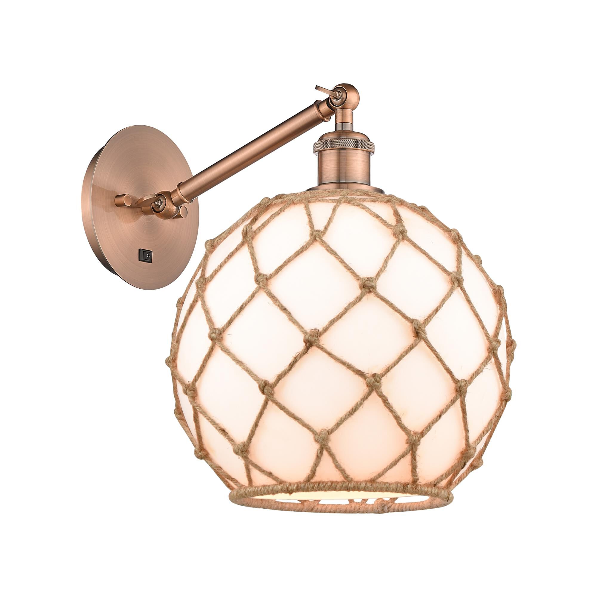 Bruno Marashlian Farmhouse Rope 10 Inch Wall Swing Lamp by Innovations Lighting
