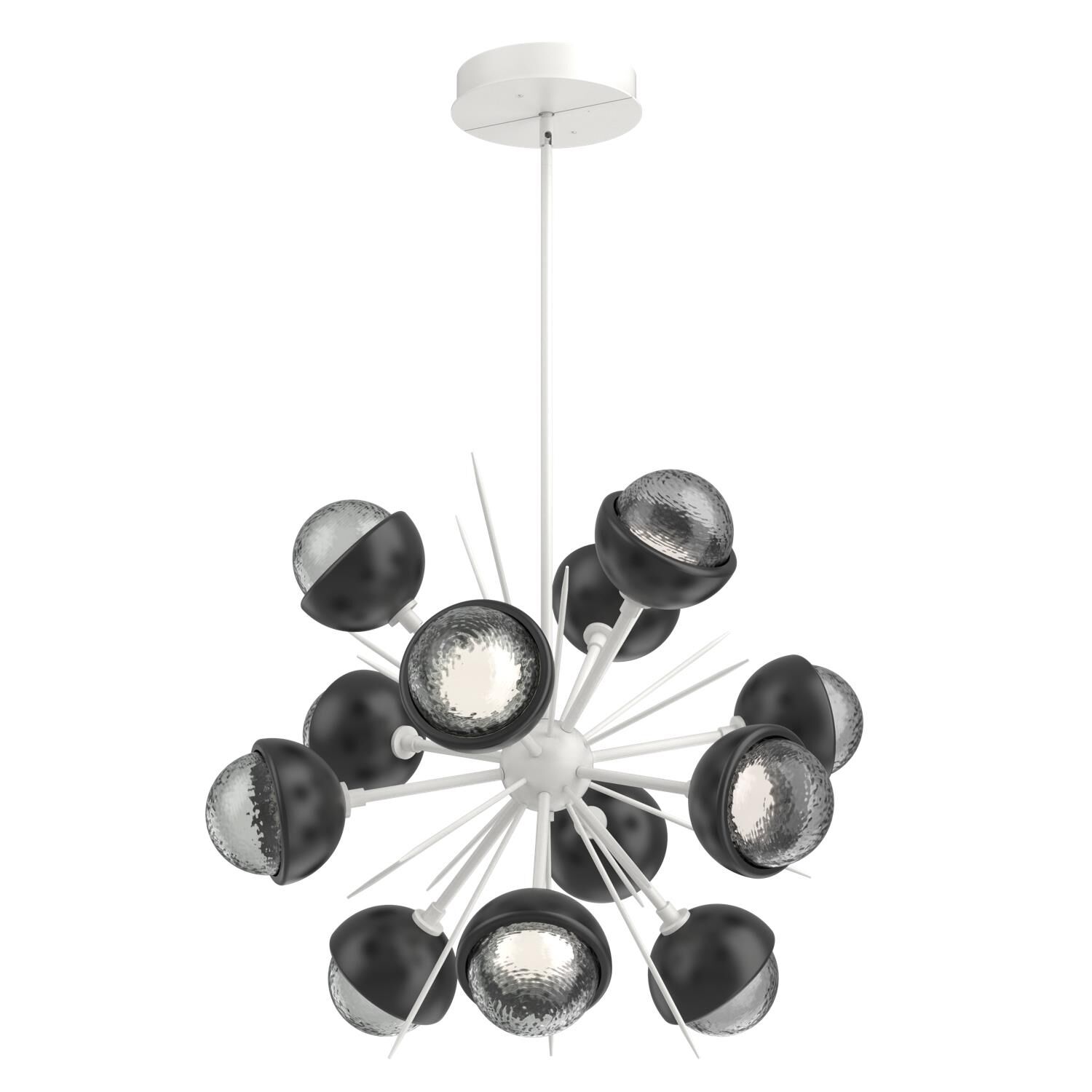 Shown in Salt White finish and Smoke glass and Matte Black accent