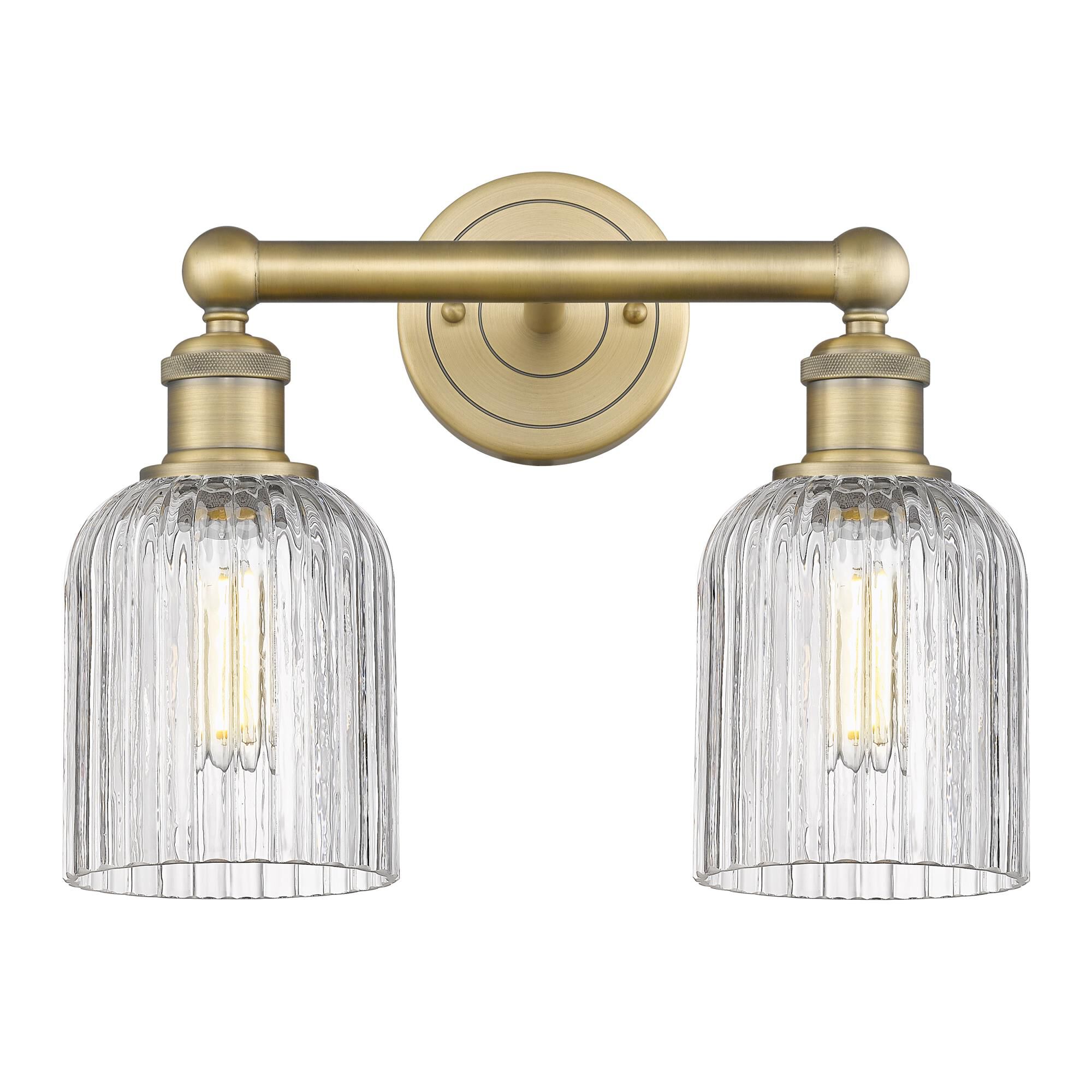 Shown in Brushed Brass finish and Clear glass