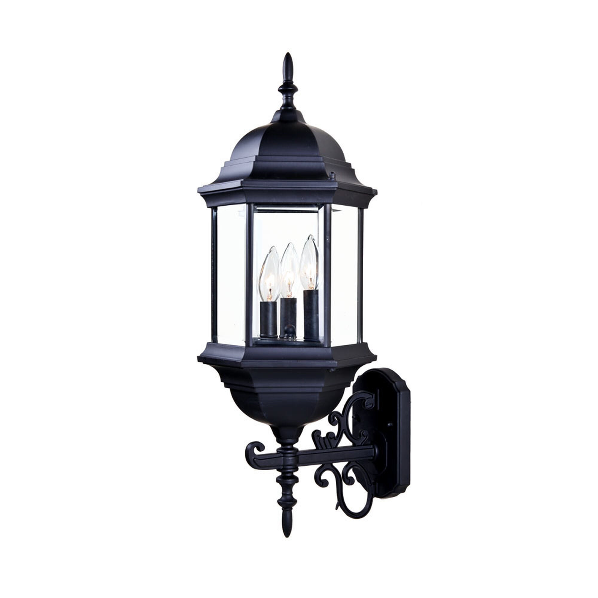 Shown in Matte Black finish and Clear glass and Clear Beveled Glass Panes shade