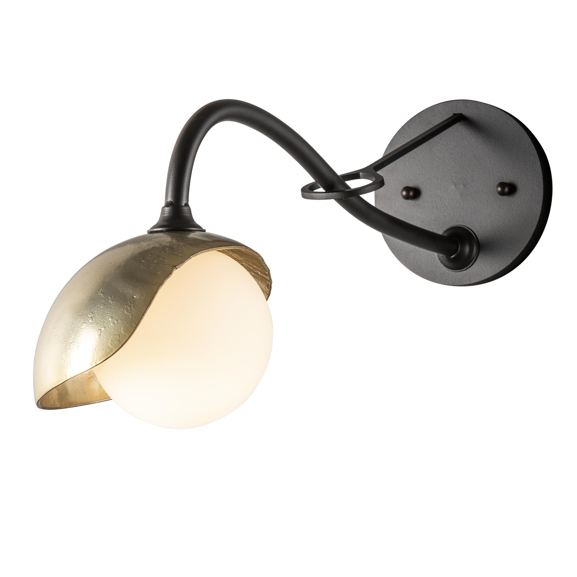 Shown in Black finish and Opal glass and Modern Brass (86) accent