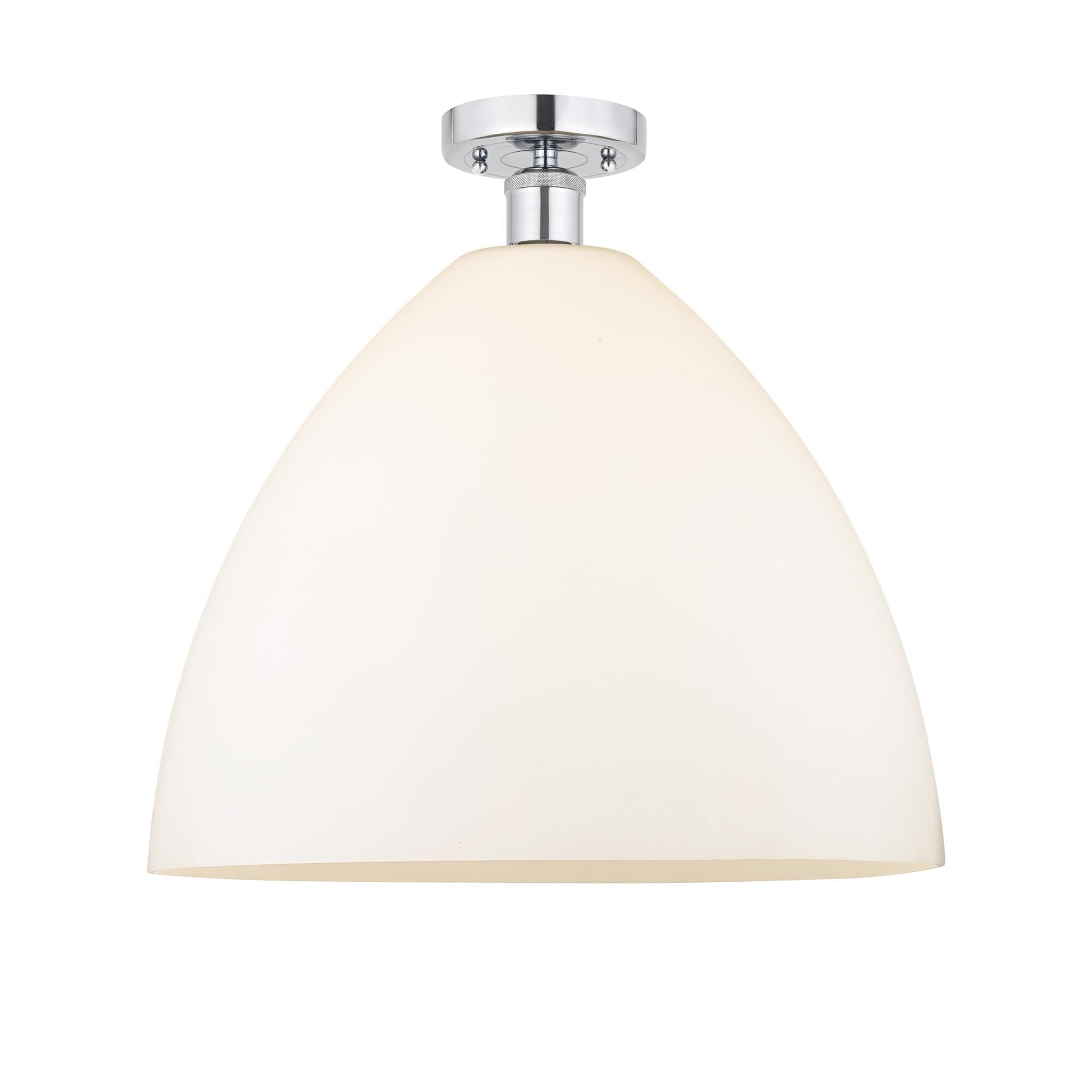Shown in Polished Chrome finish and Matte White glass