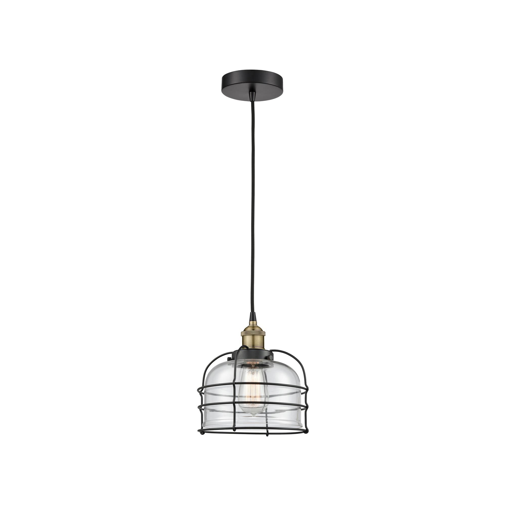 Shown in Black Antique Brass finish and Clear glass