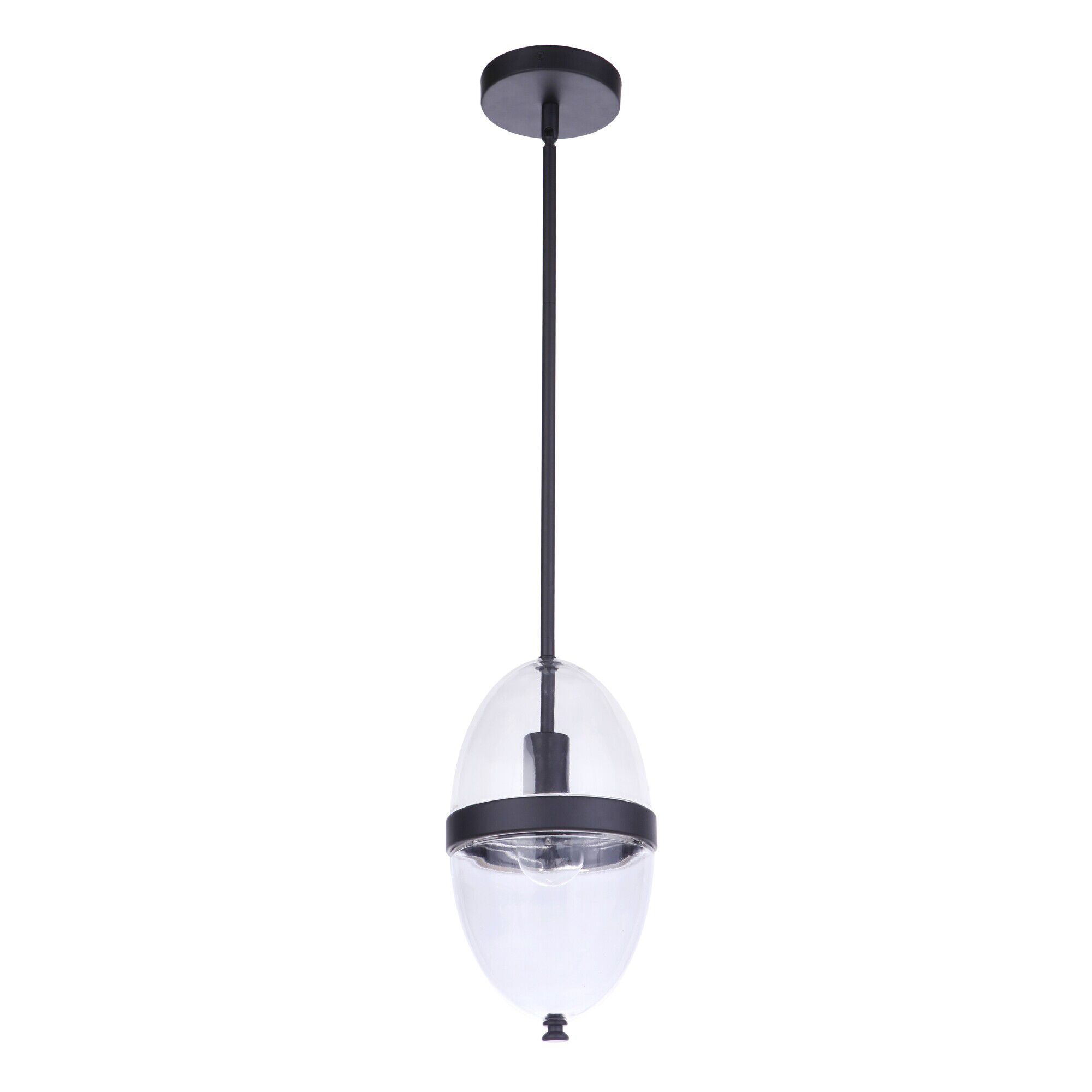 Shown in Midnight finish and Clear glass and Glass shade