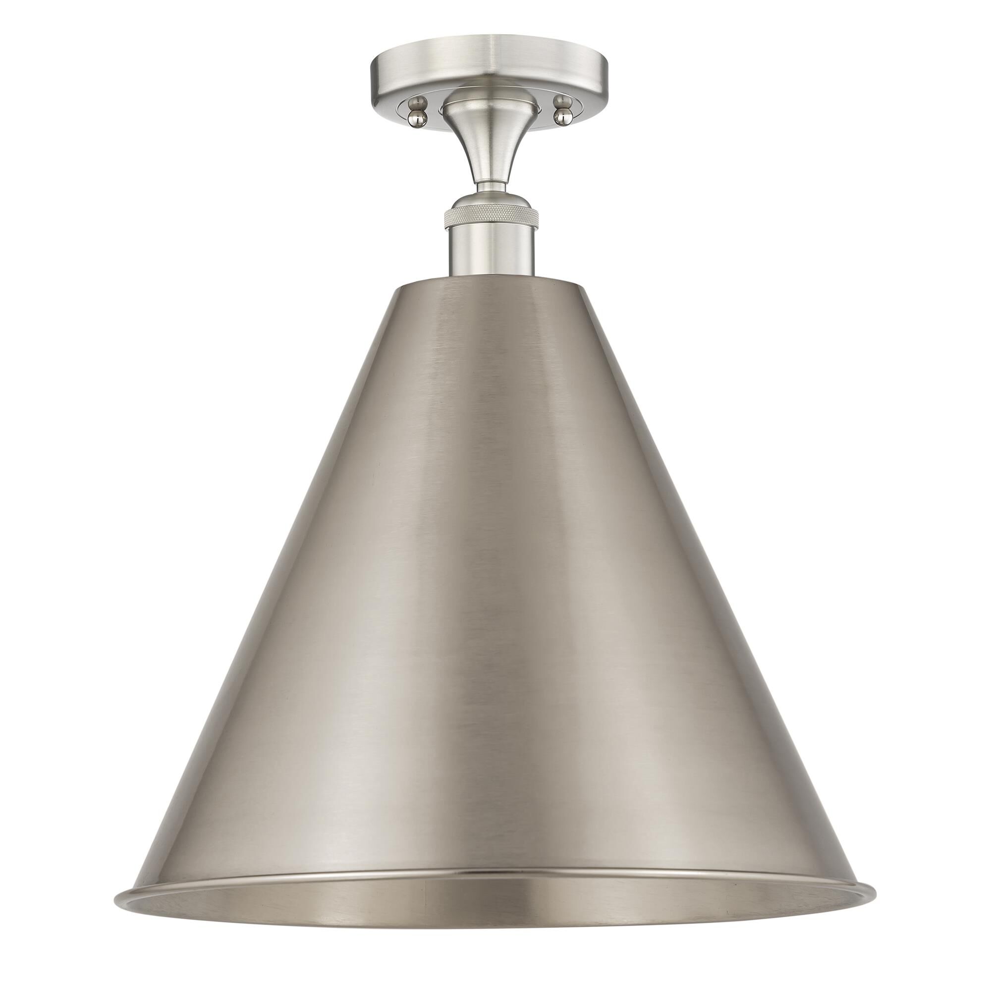 Shown in Brushed Satin Nickel finish and Brushed Satin Nickel shade