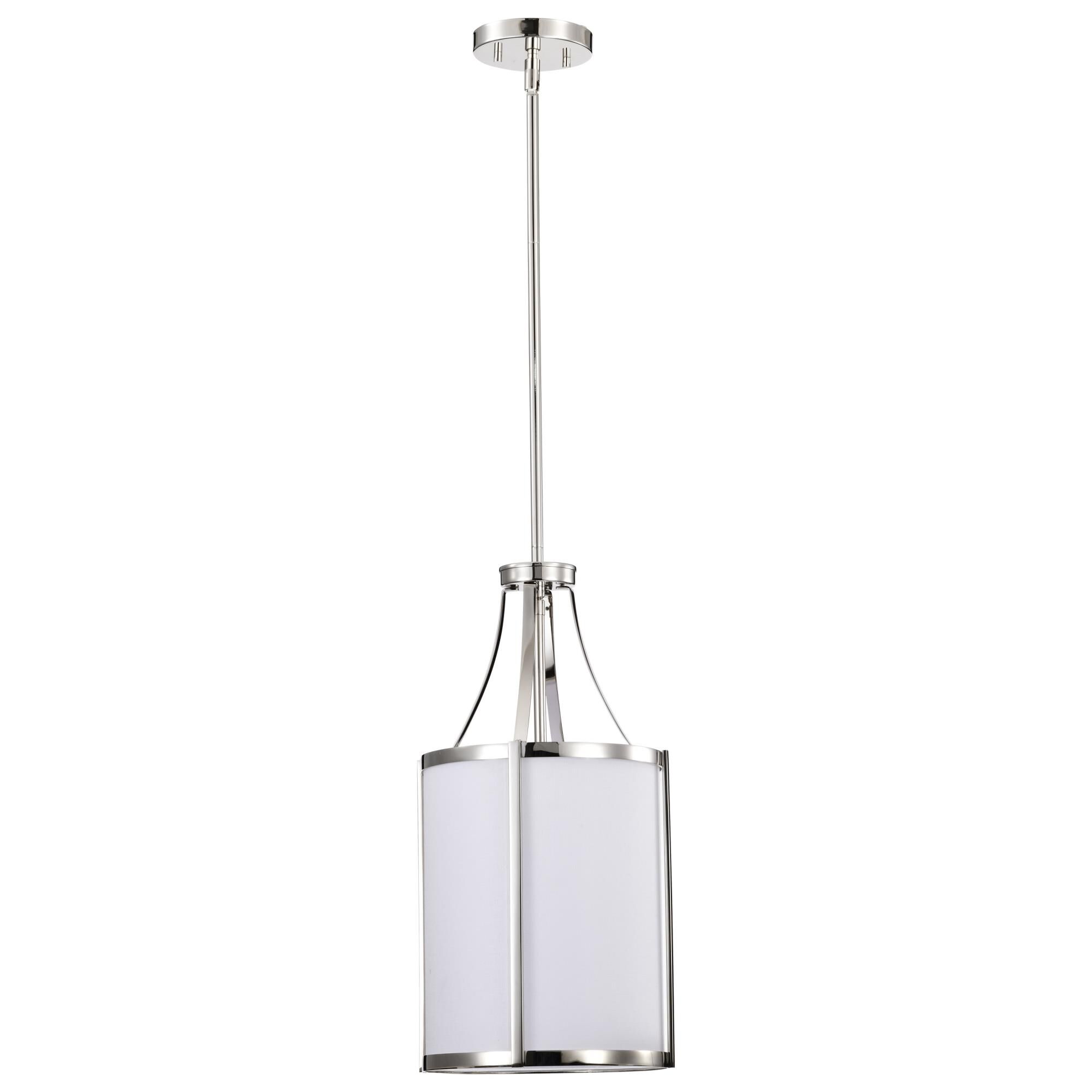 Shown in Polished Nickel finish and White Linen shade