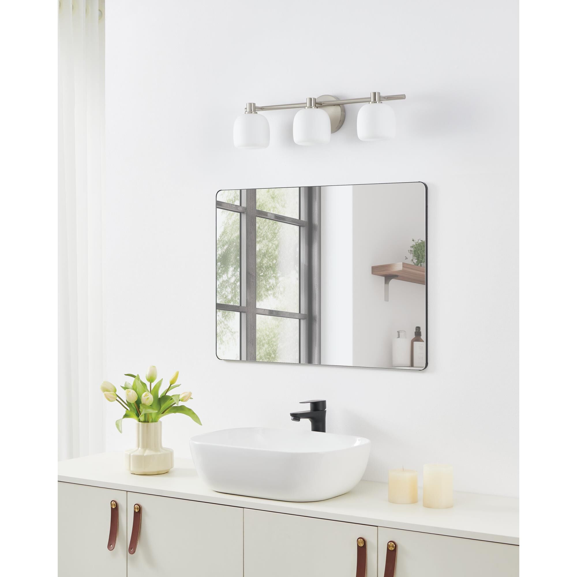 Shown in Brushed Nickel finish and Etched Opal glass