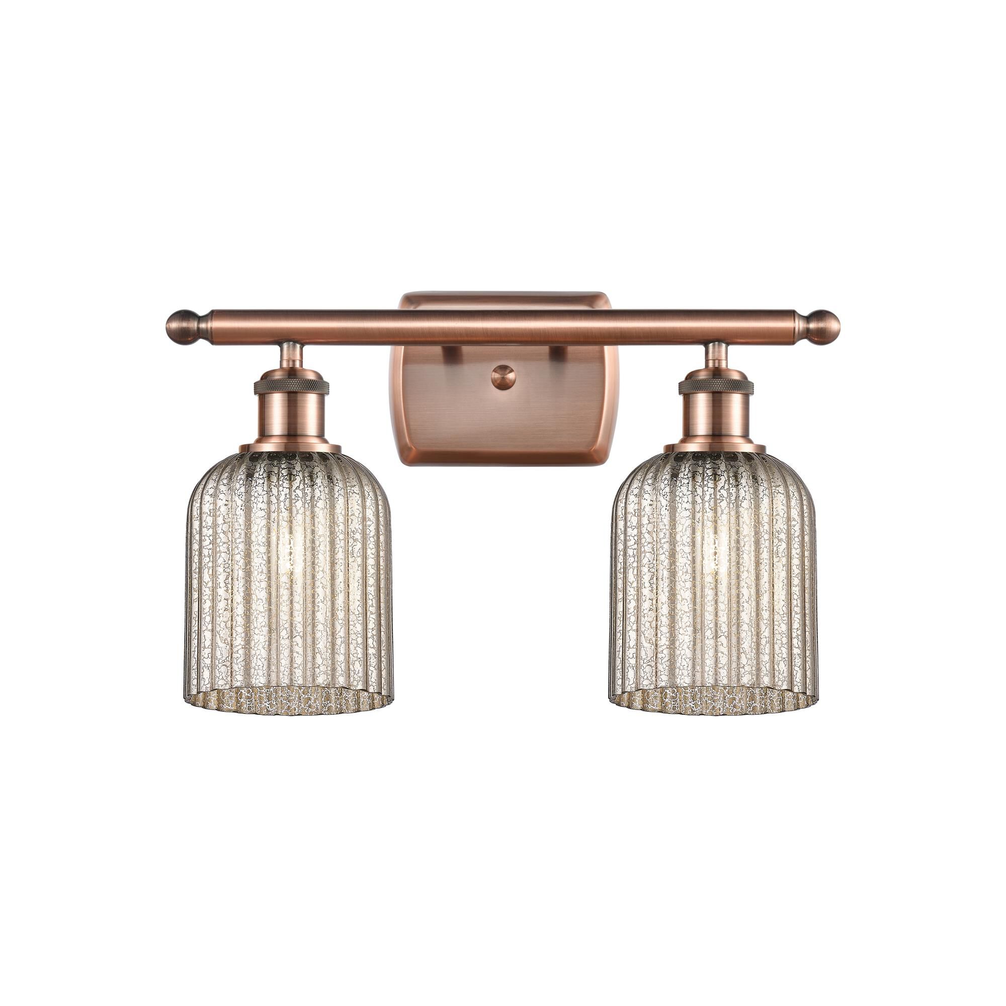 Shown in Antique Copper finish and Mercury shade