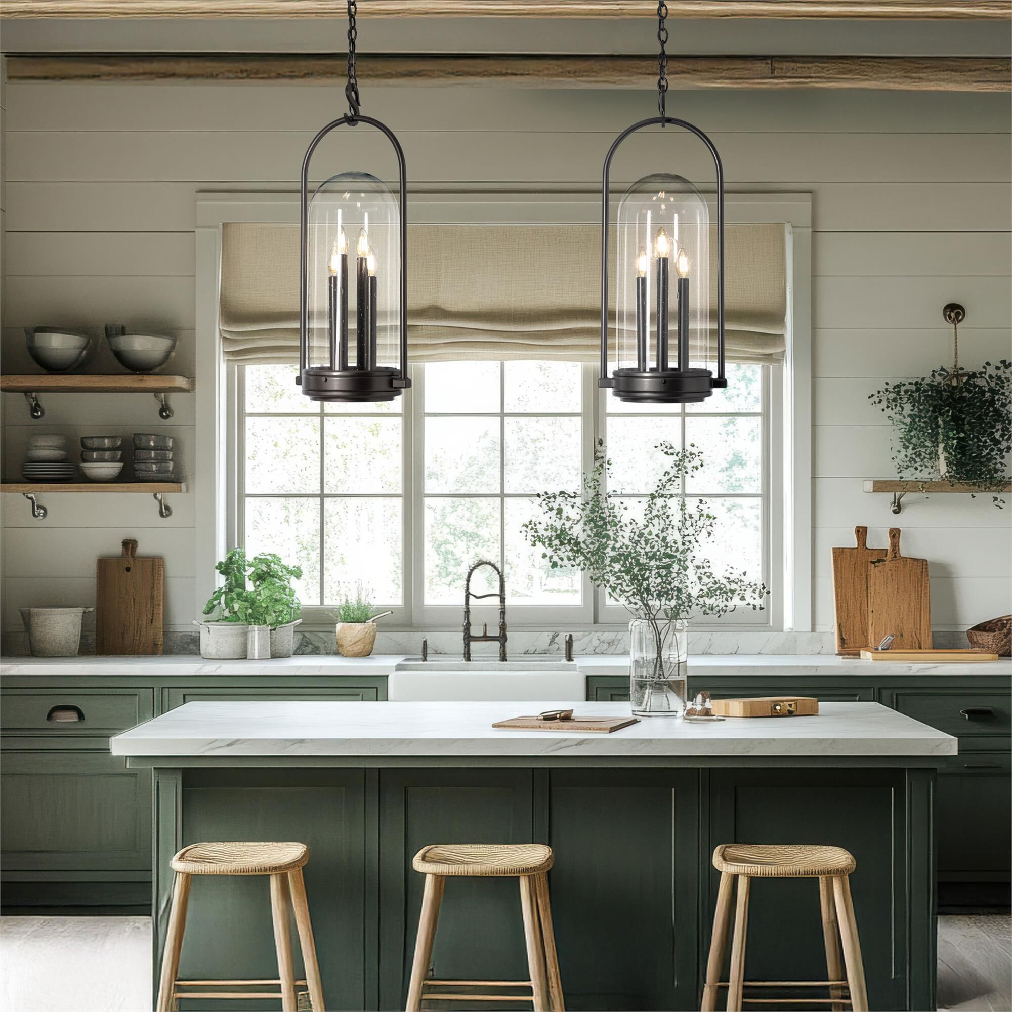 Shown in Coastal Black finish and Seeded Clear glass