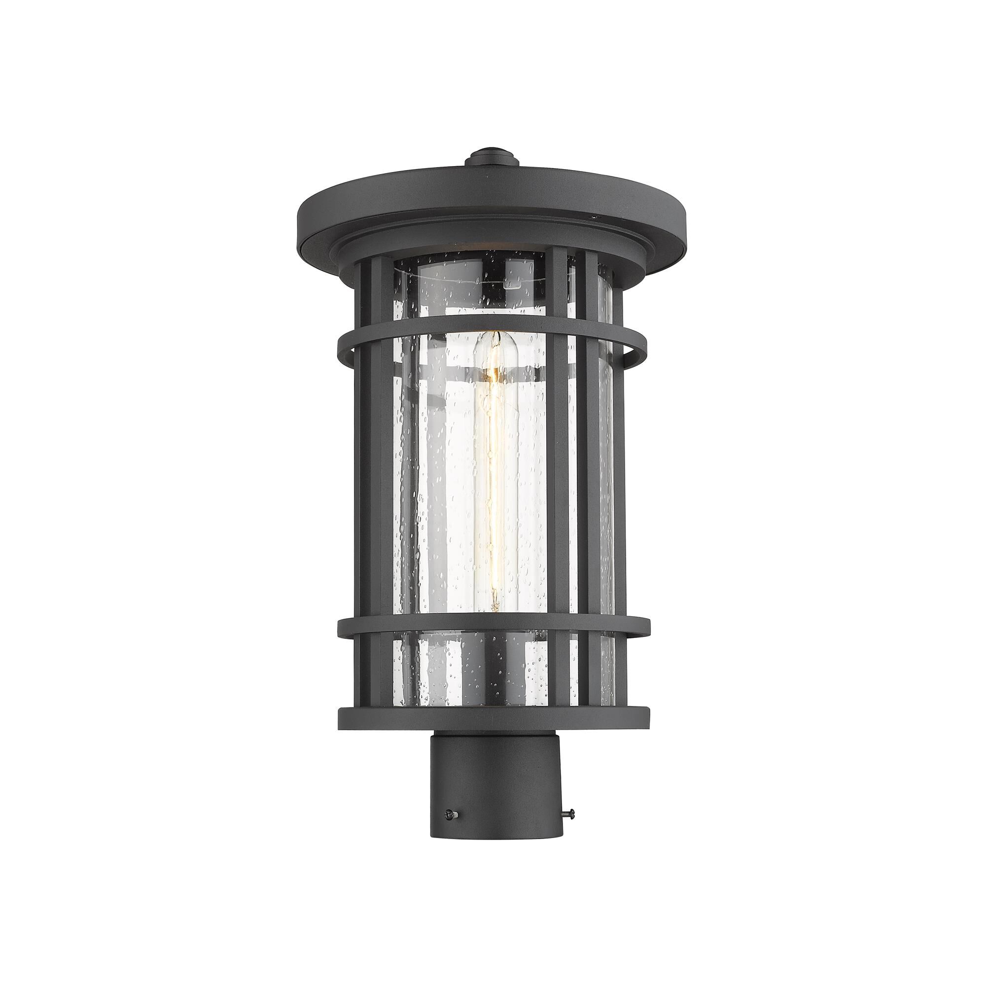 Shown in Black finish and Glass shade