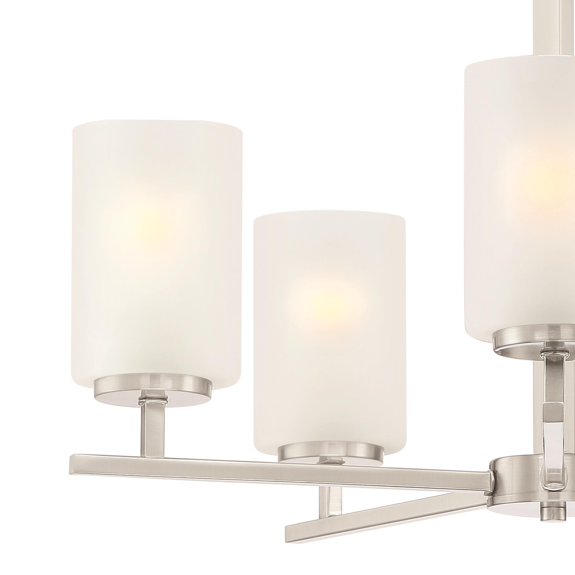 Shown in Brushed Nickel finish and Etched glass