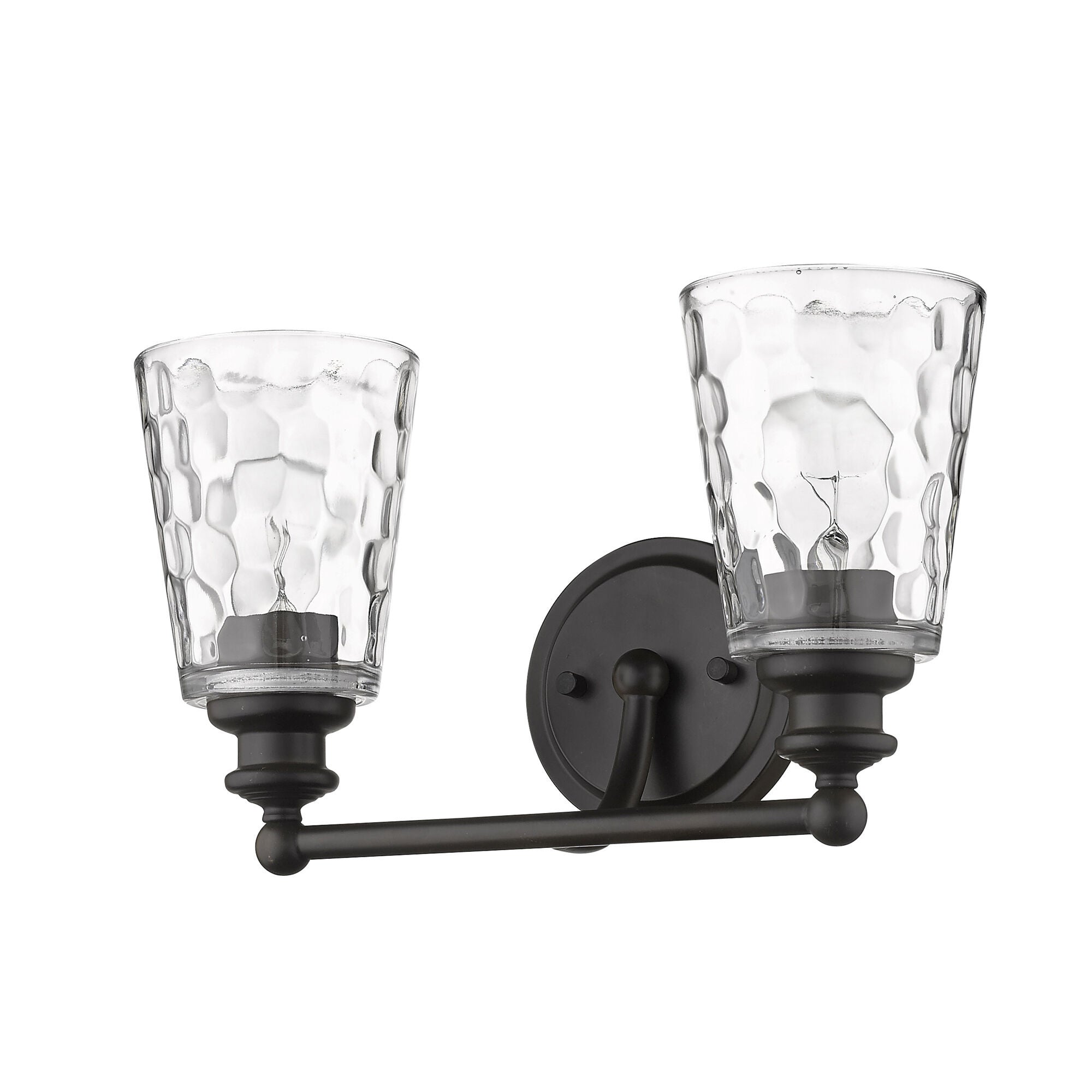 Shown in Oil-Rubbed Bronze finish and Clear glass and Clear, Optic Cone Shaped Glass shade