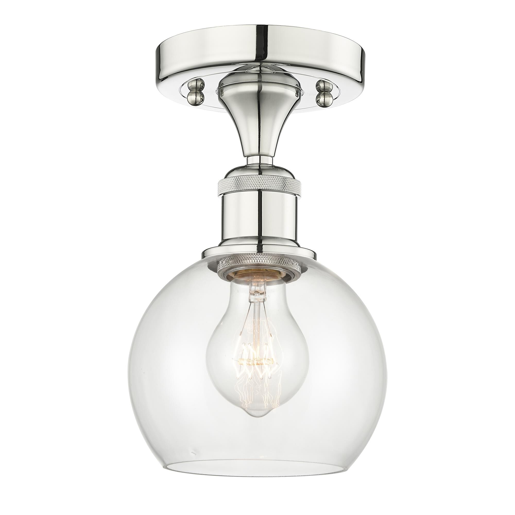 Shown in Polished Nickel finish and Clear glass