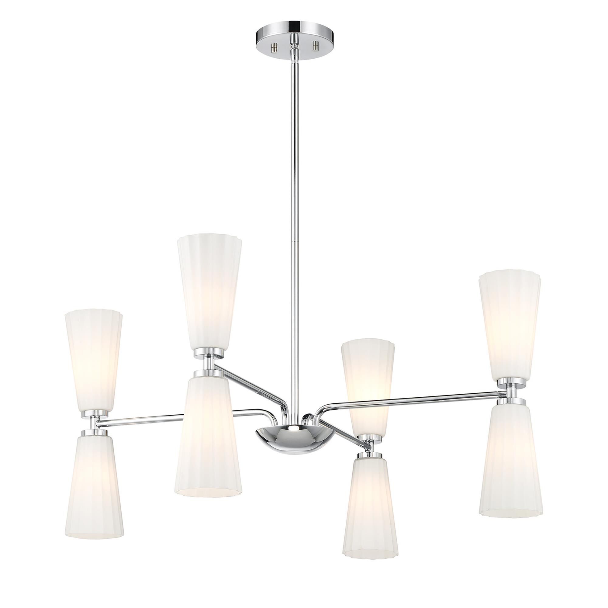 Shown in Chrome finish and White Fluted glass