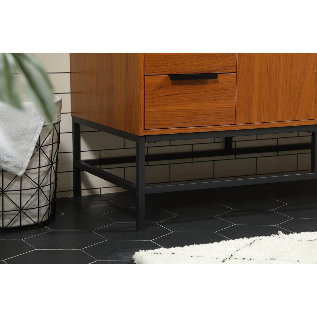 Shown in Teak finish and Without Backsplash accent