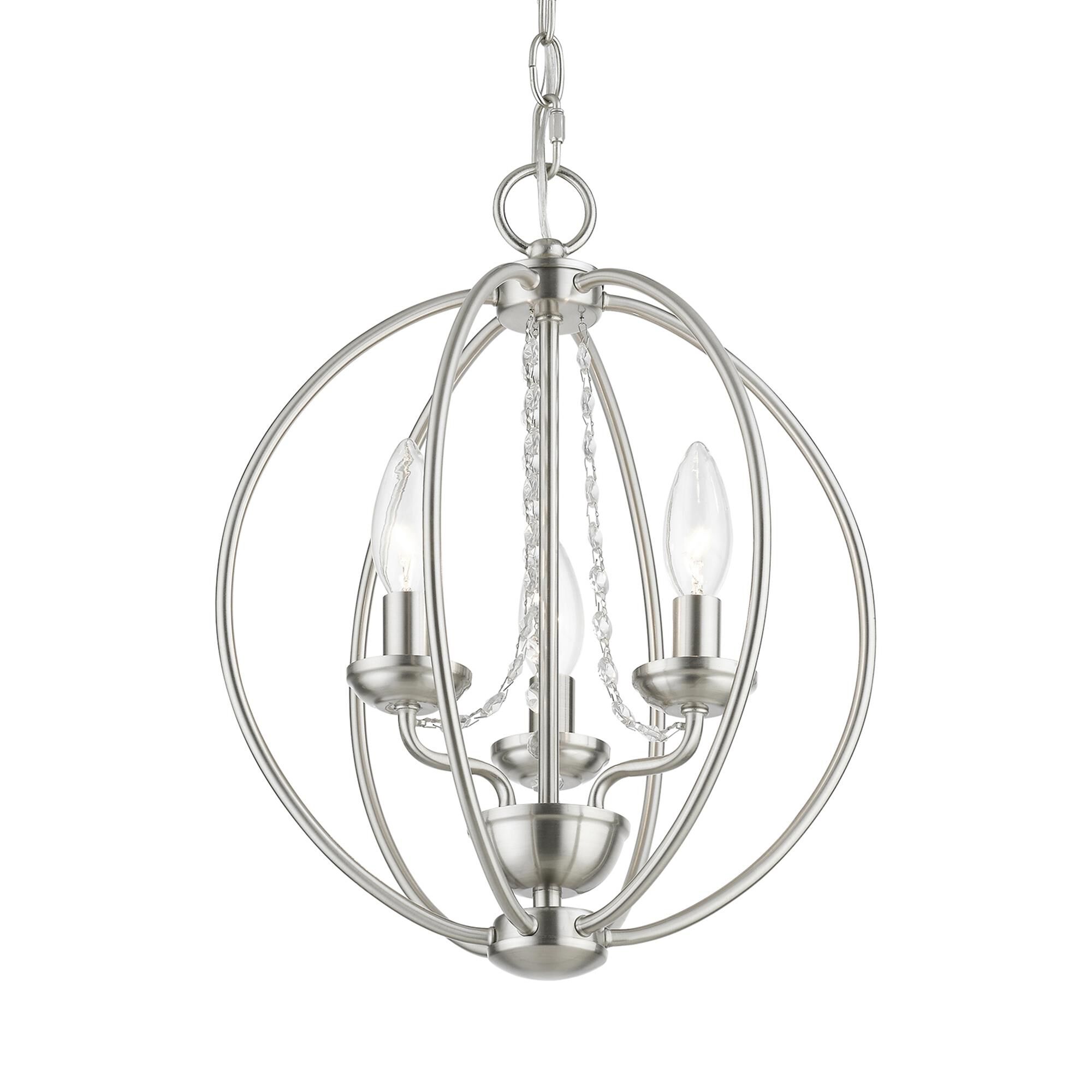 Shown in Brushed Nickel finish and Clear Crystals shade