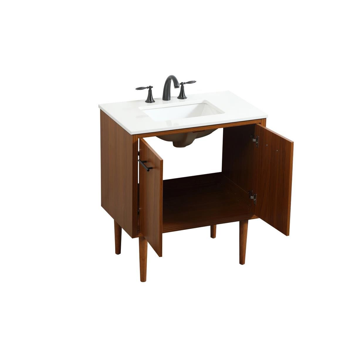 Shown in Teak finish and No Backsplash accent