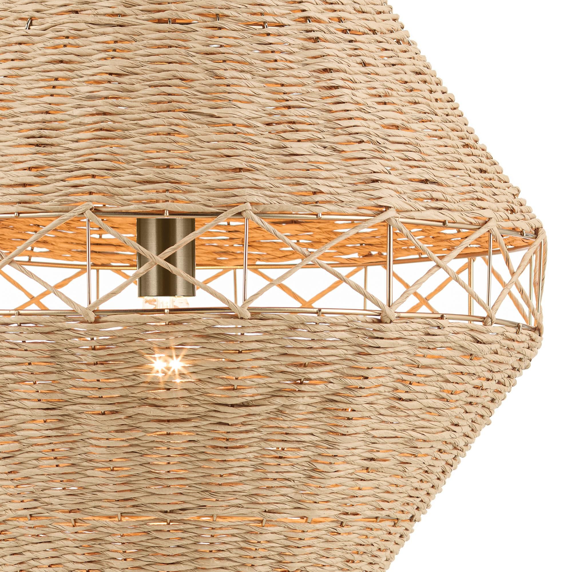 Shown in Champagne Bronze finish and Natural Fibers Textured shade