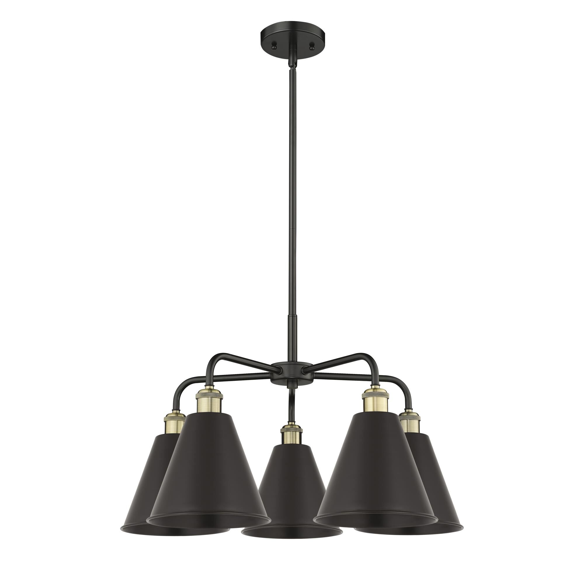 Shown in Black Antique Brass finish and Matte Black shade