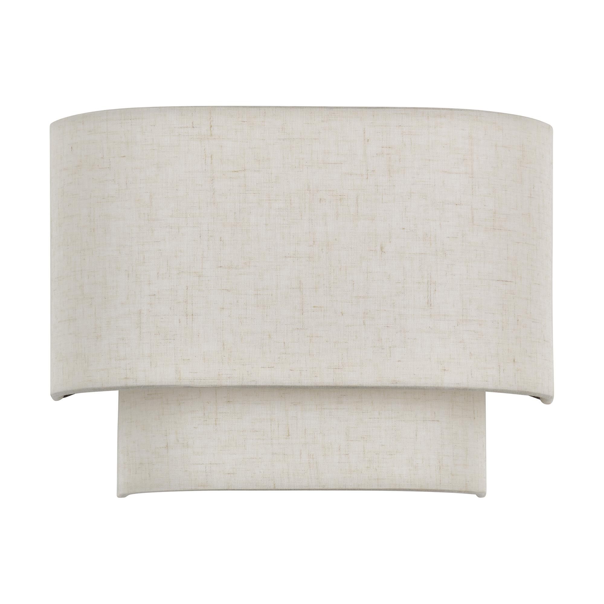 Shown in English Bronze finish and Hand Crafted Oatmeal Color Fabric with White Color Inside shade