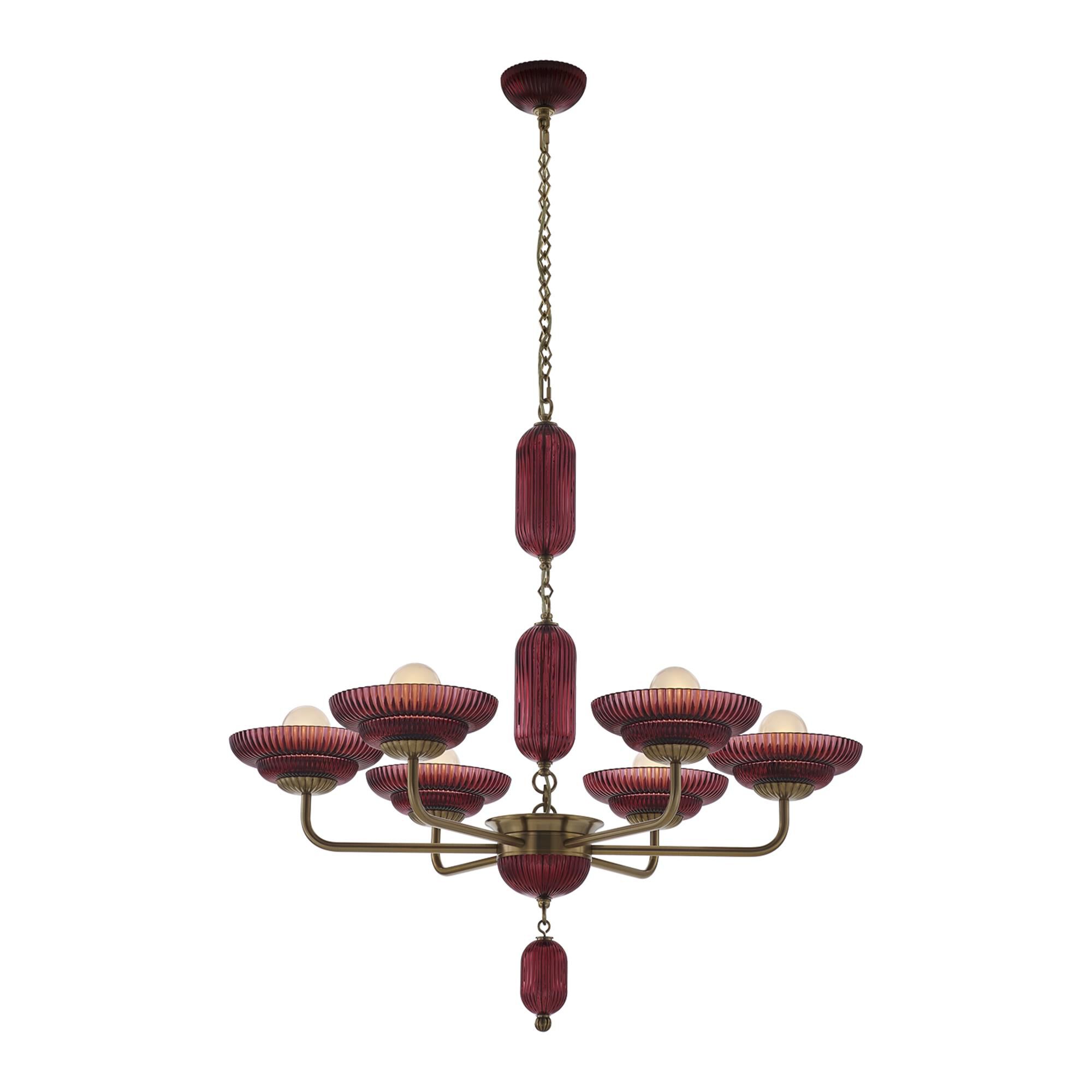 Shown in Satin Brass finish and Peacock Green glass