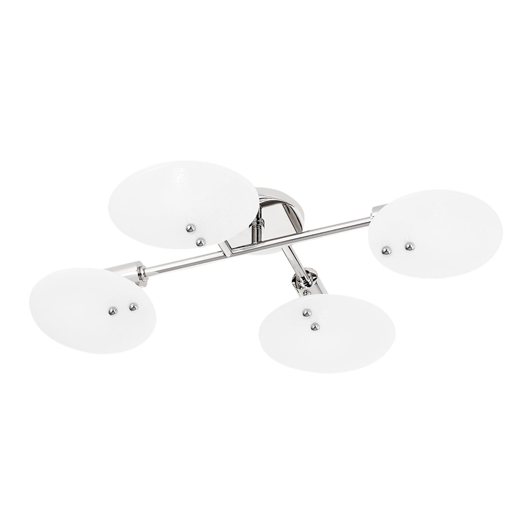 Shown in Polished Nickel finish and White Candy glass and White Candy shade