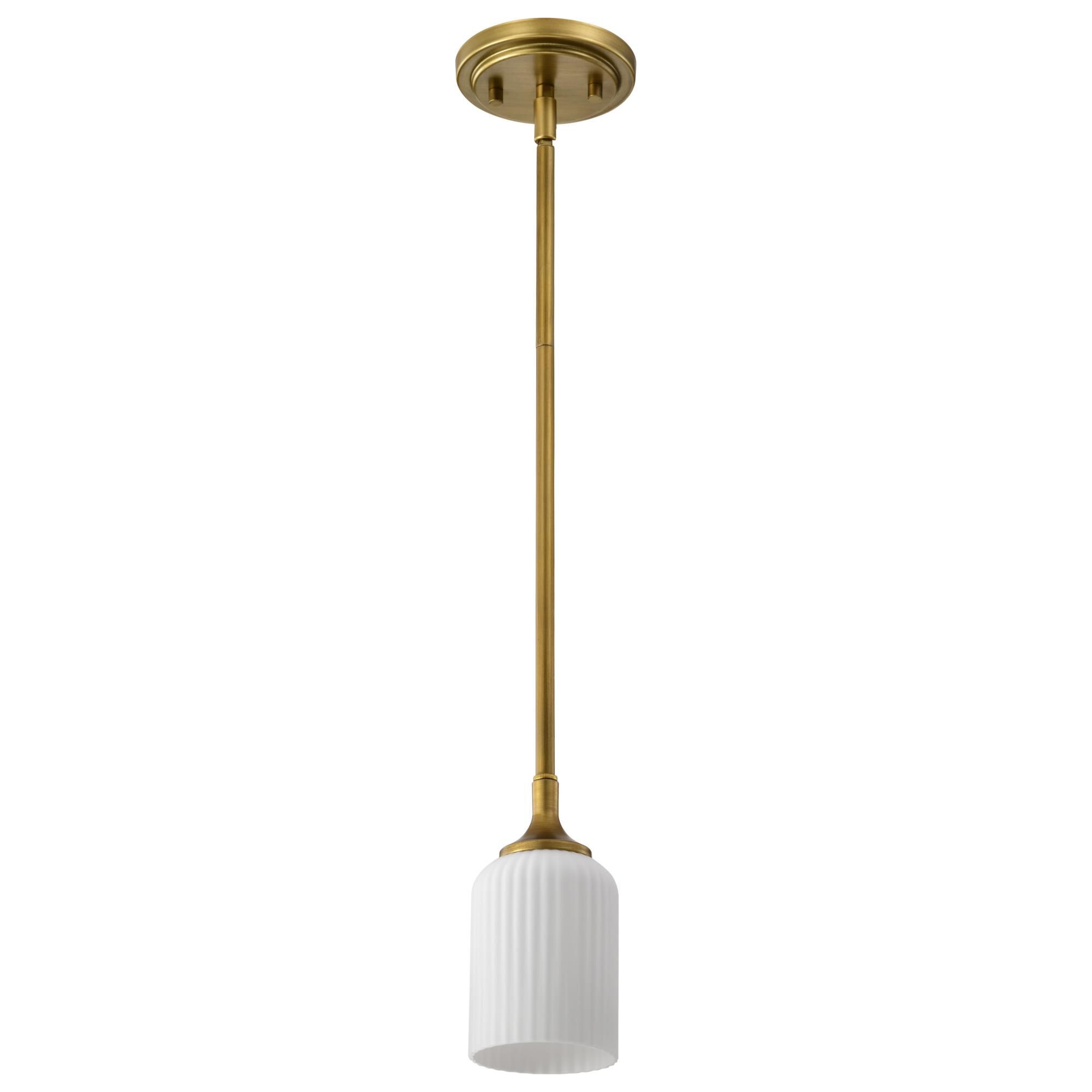 Shown in Natural Brass finish and Frosted Ribbed glass