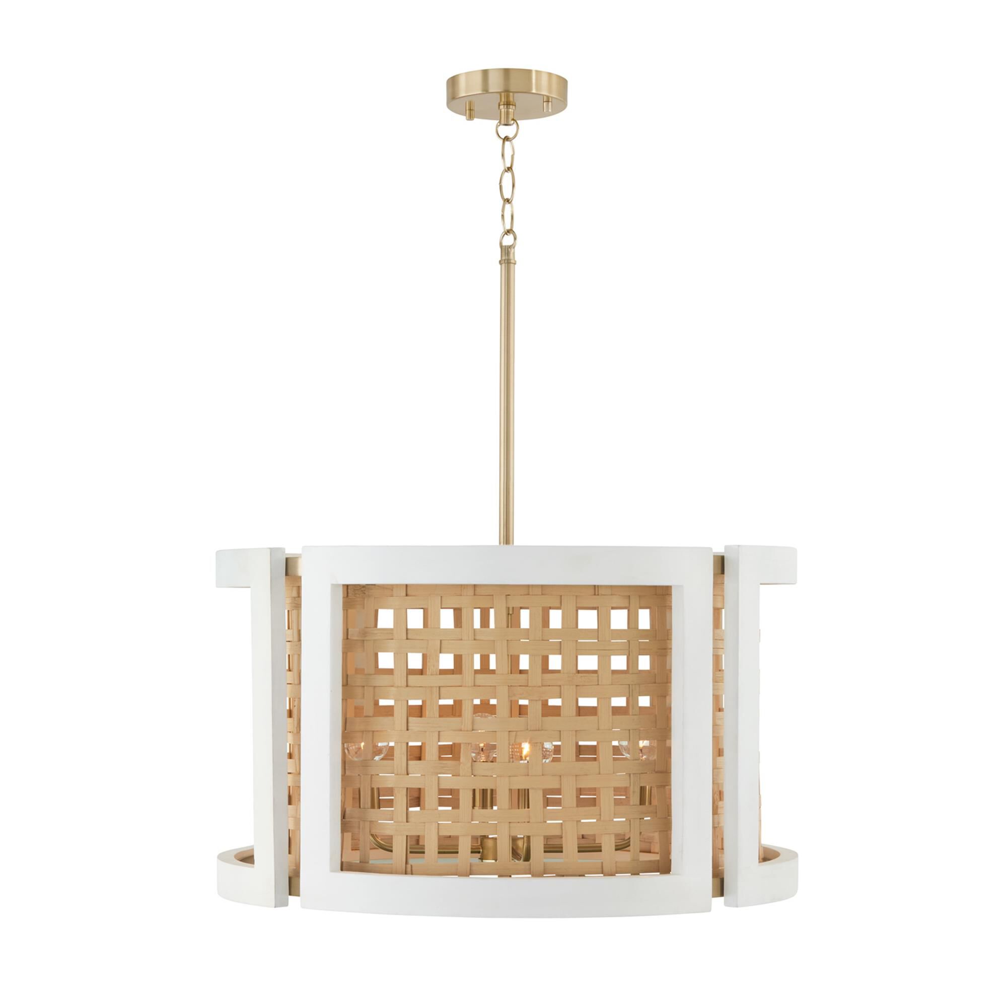 Shown in Flat White and Matte Brass finish