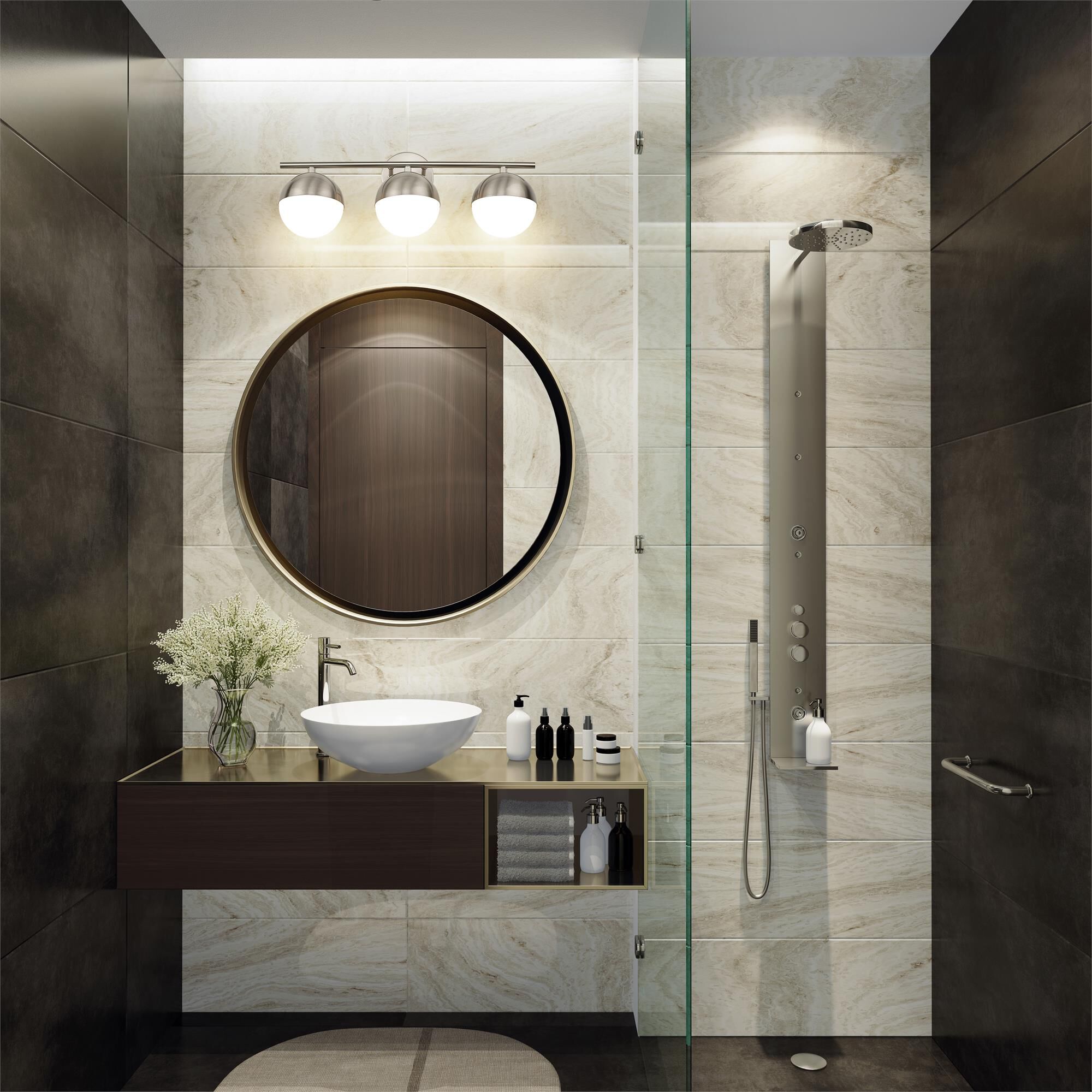 Shown in Brushed Nickel finish and Matte Opal glass and Matte Opal shade
