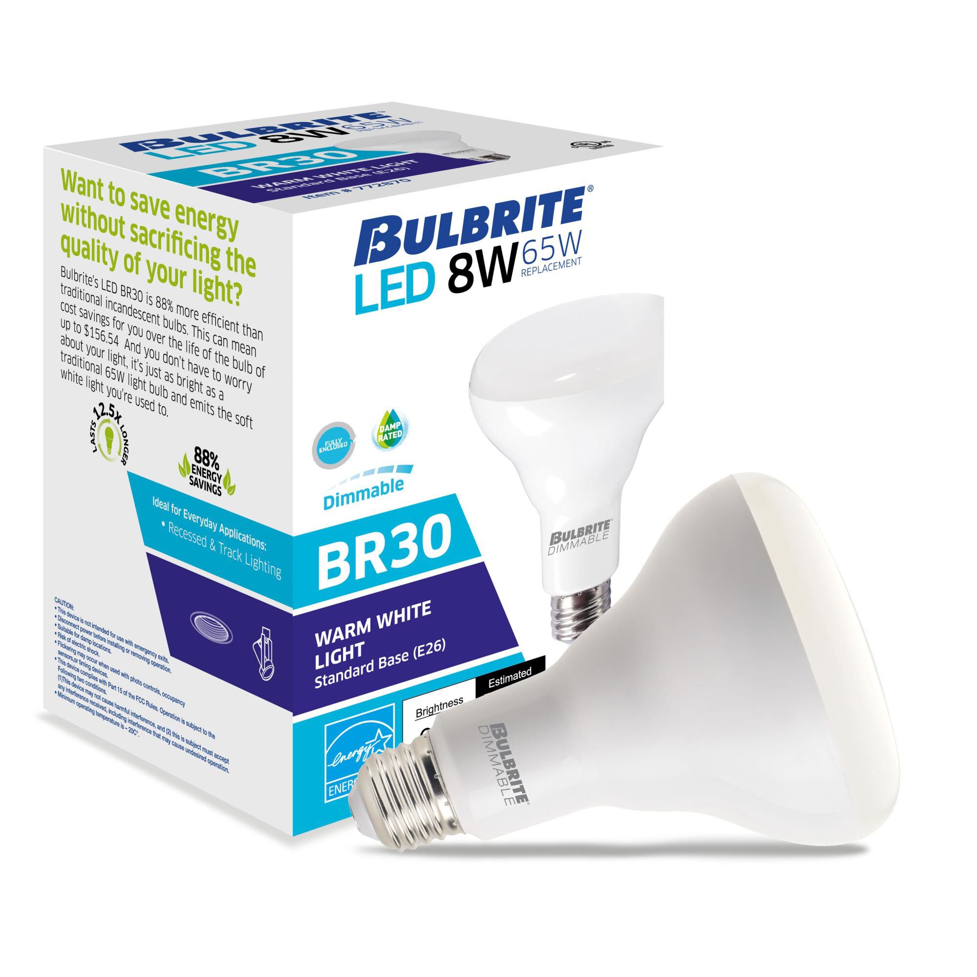 8 Watt 2700K BR30 LED Light Bulb by Bulbrite