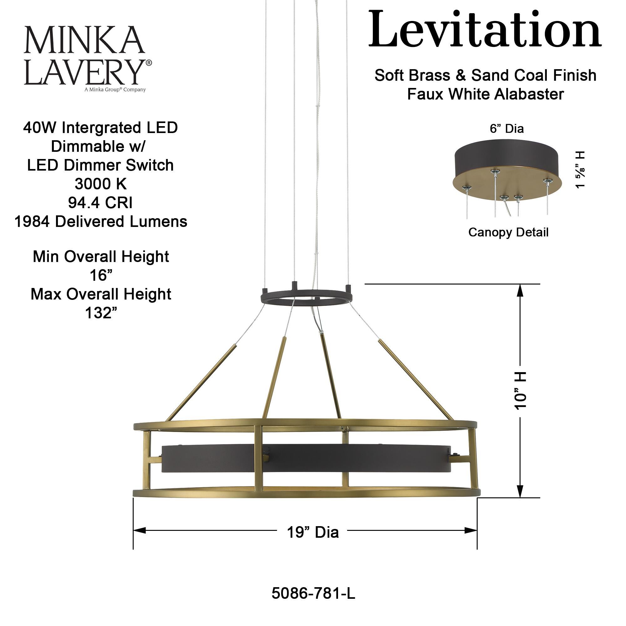 Minka Lavery Levitation 19 Inch LED Large Pendant