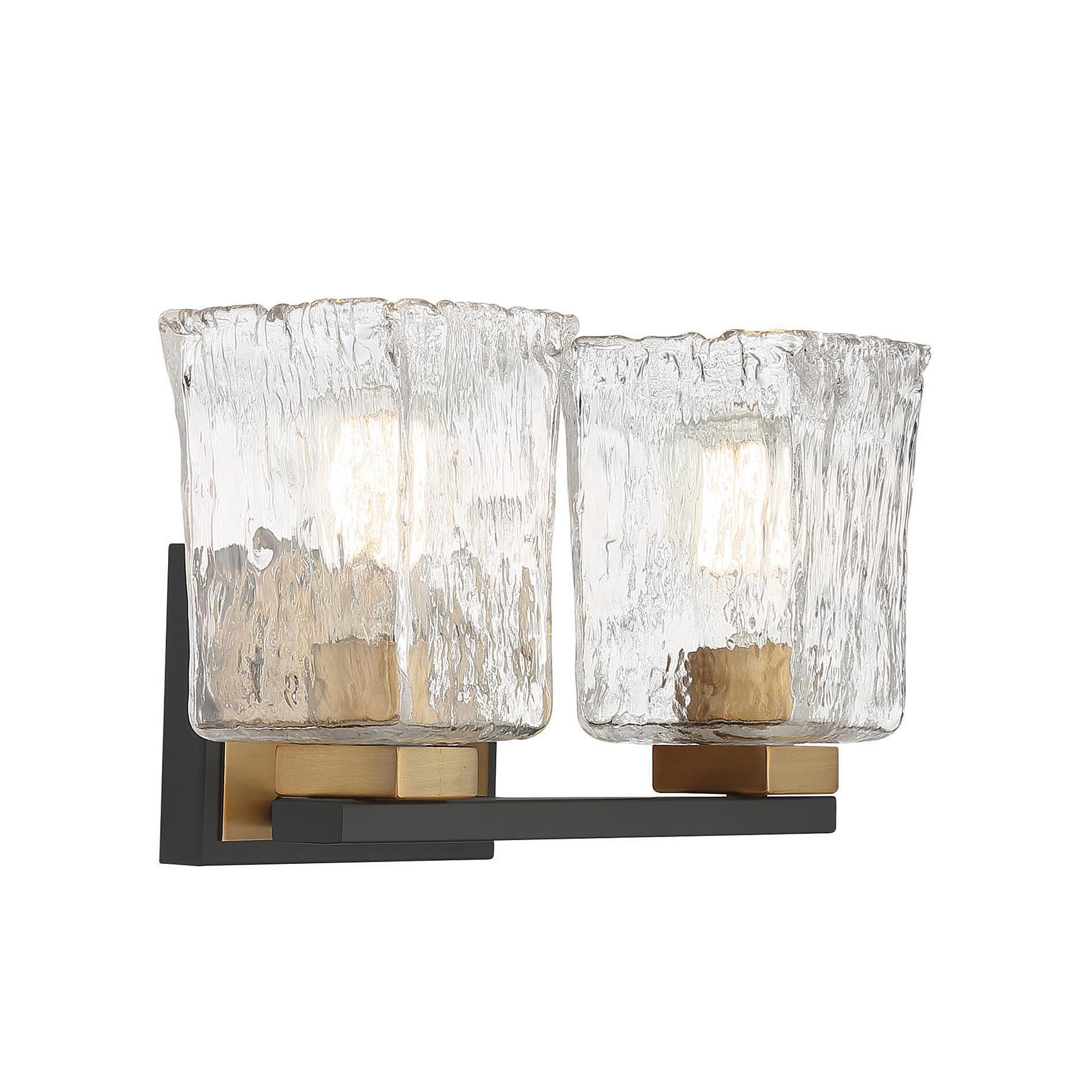 Shown in Matte Black With Warm Brass Accents finish and Clear Water Piastra glass and Glass shade